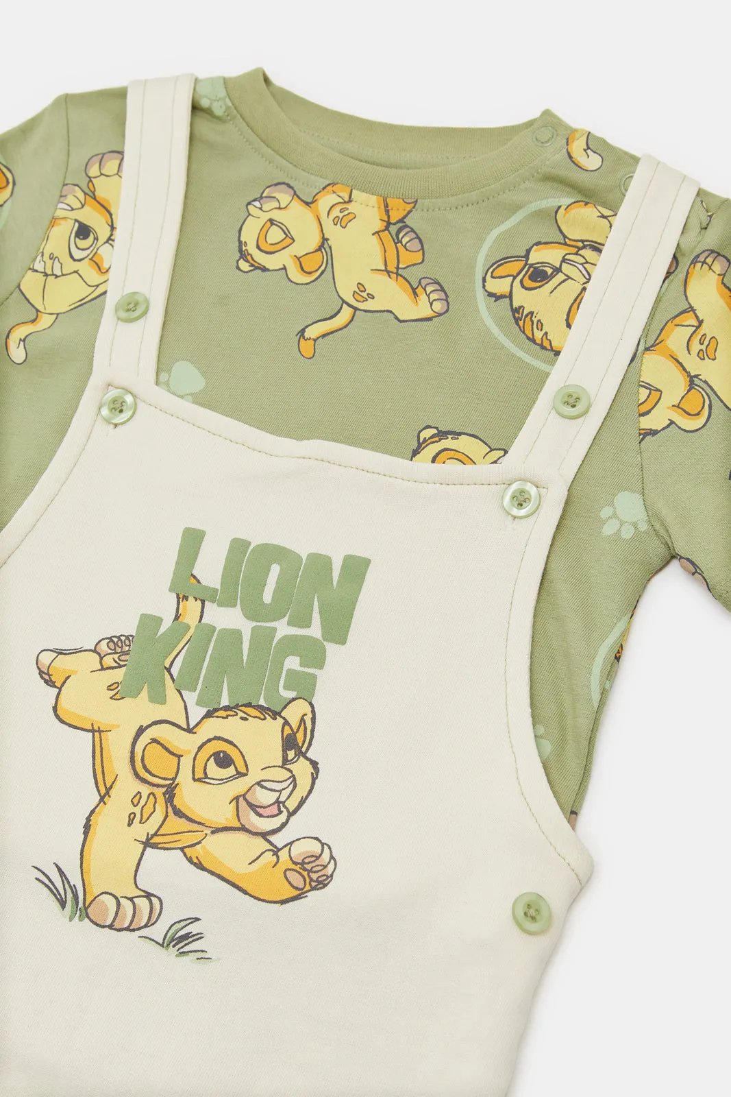 Infant Boys Green Lion King Dungaree Set (2 Piece)