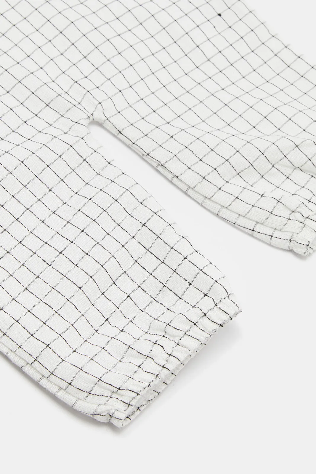 Infant Boys White And Blue Check Dungaree Set (2 Piece)