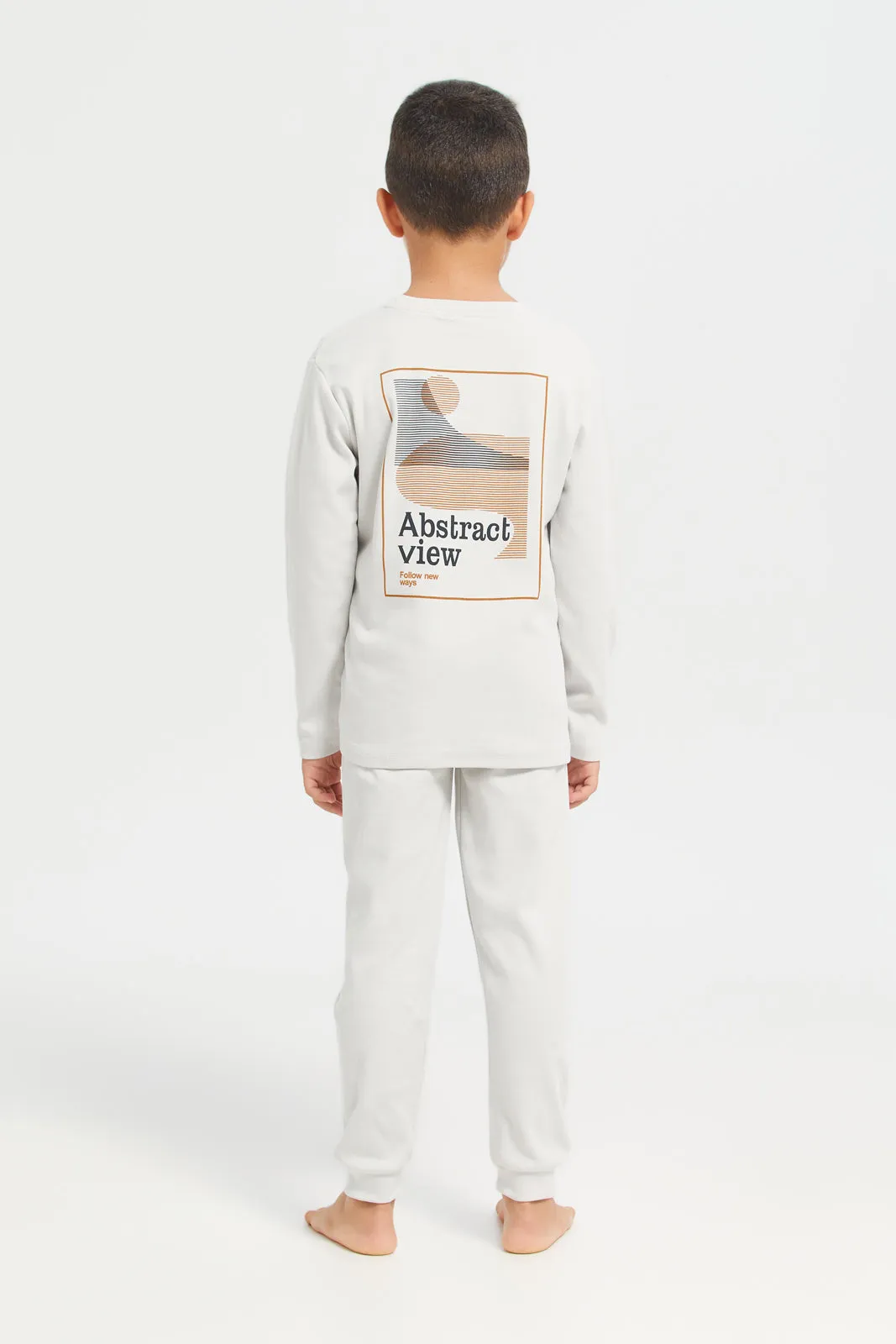 Junior Boys Ivory Tshirt & Pajama Nightsuit