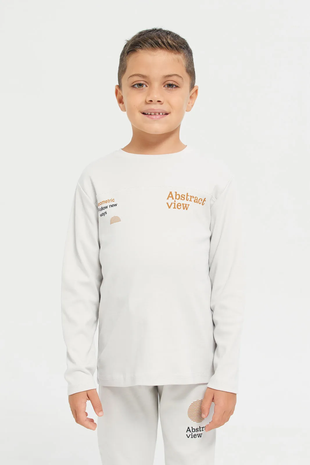 Junior Boys Ivory Tshirt & Pajama Nightsuit