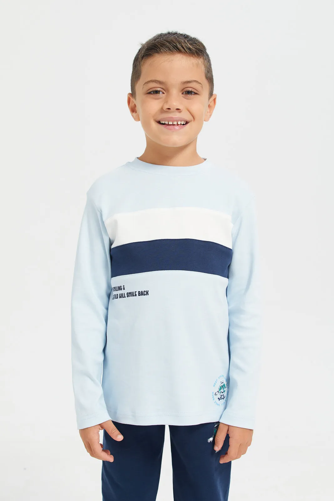 Junior Boys Navy Tshirt & Pajama Nightsuit