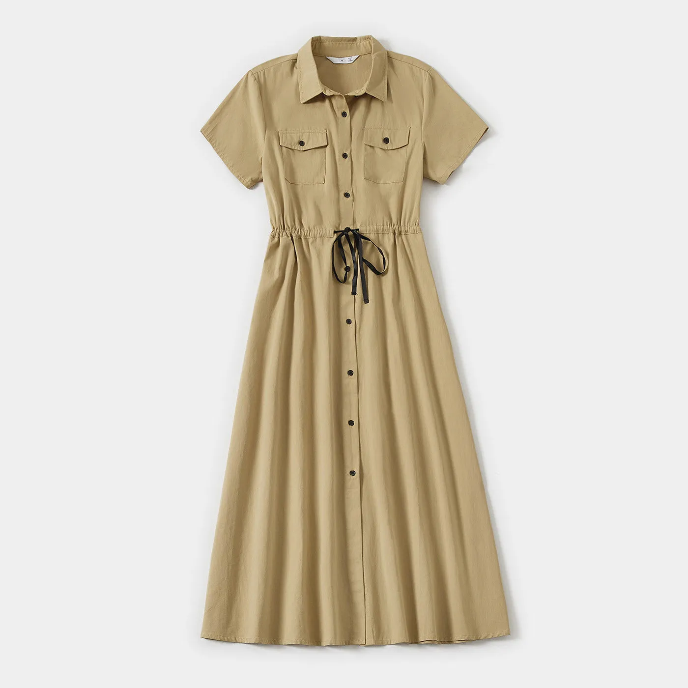 khaki Button Up Dress for Mom and Me