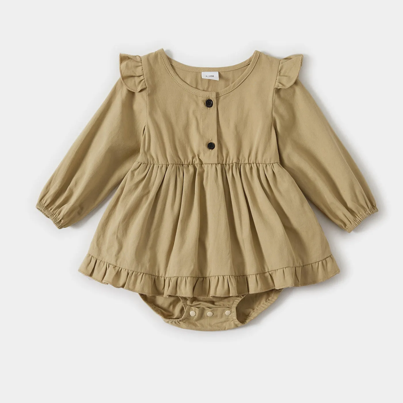 khaki Button Up Dress for Mom and Me