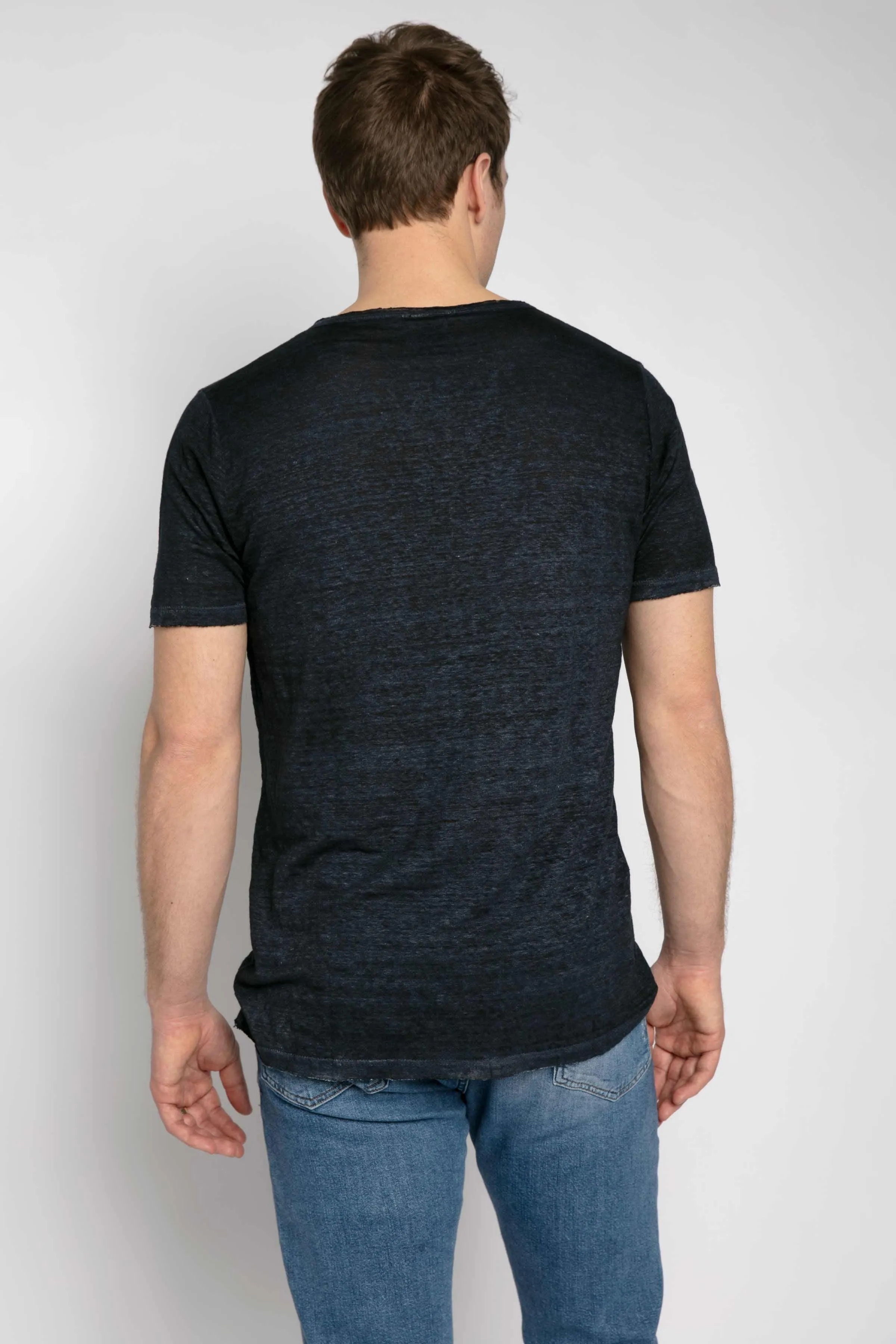 Linen T-Shirt in Navy