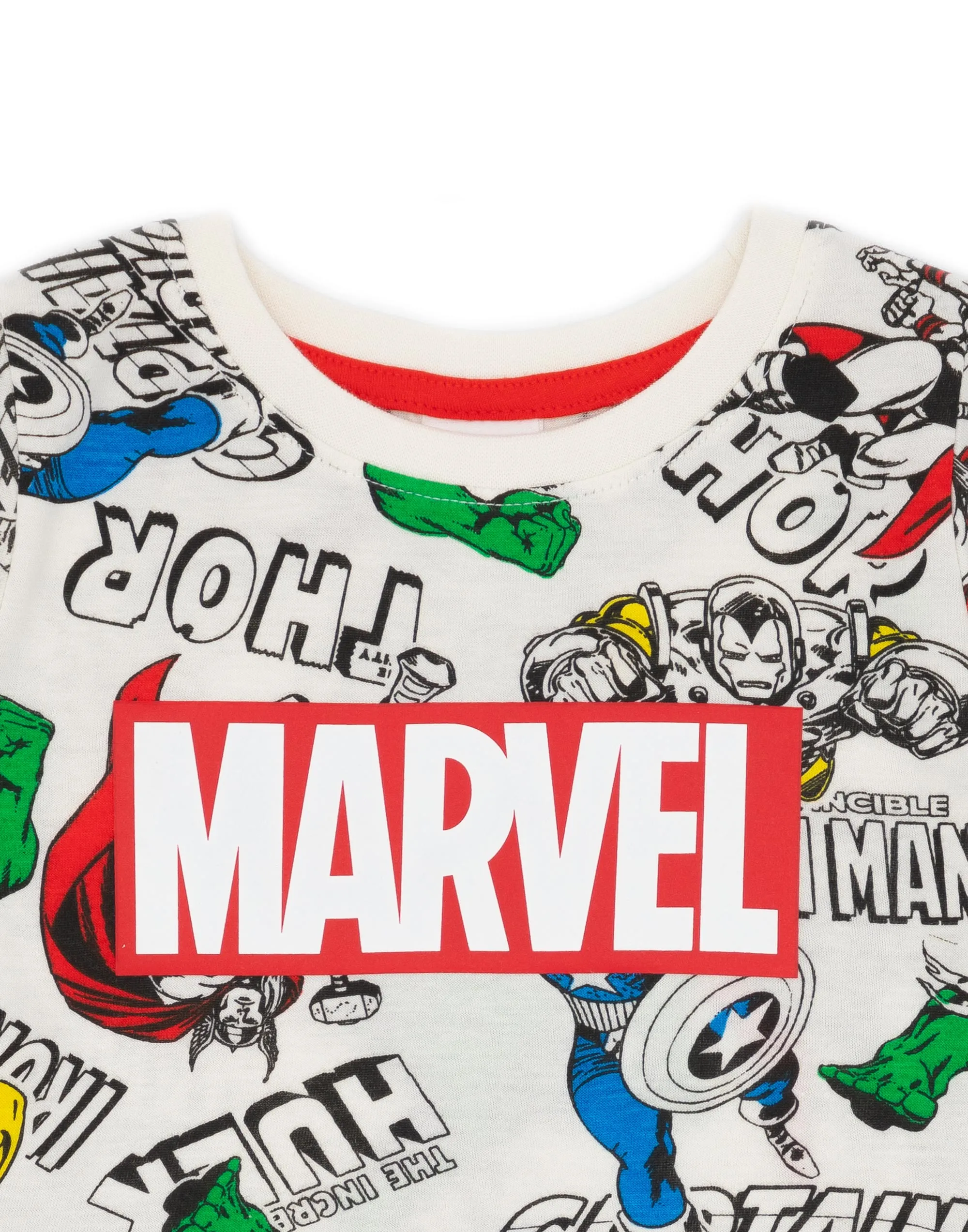 Marvel Boys White Short Sleeve T-Shirt and Shorts Pyjamas