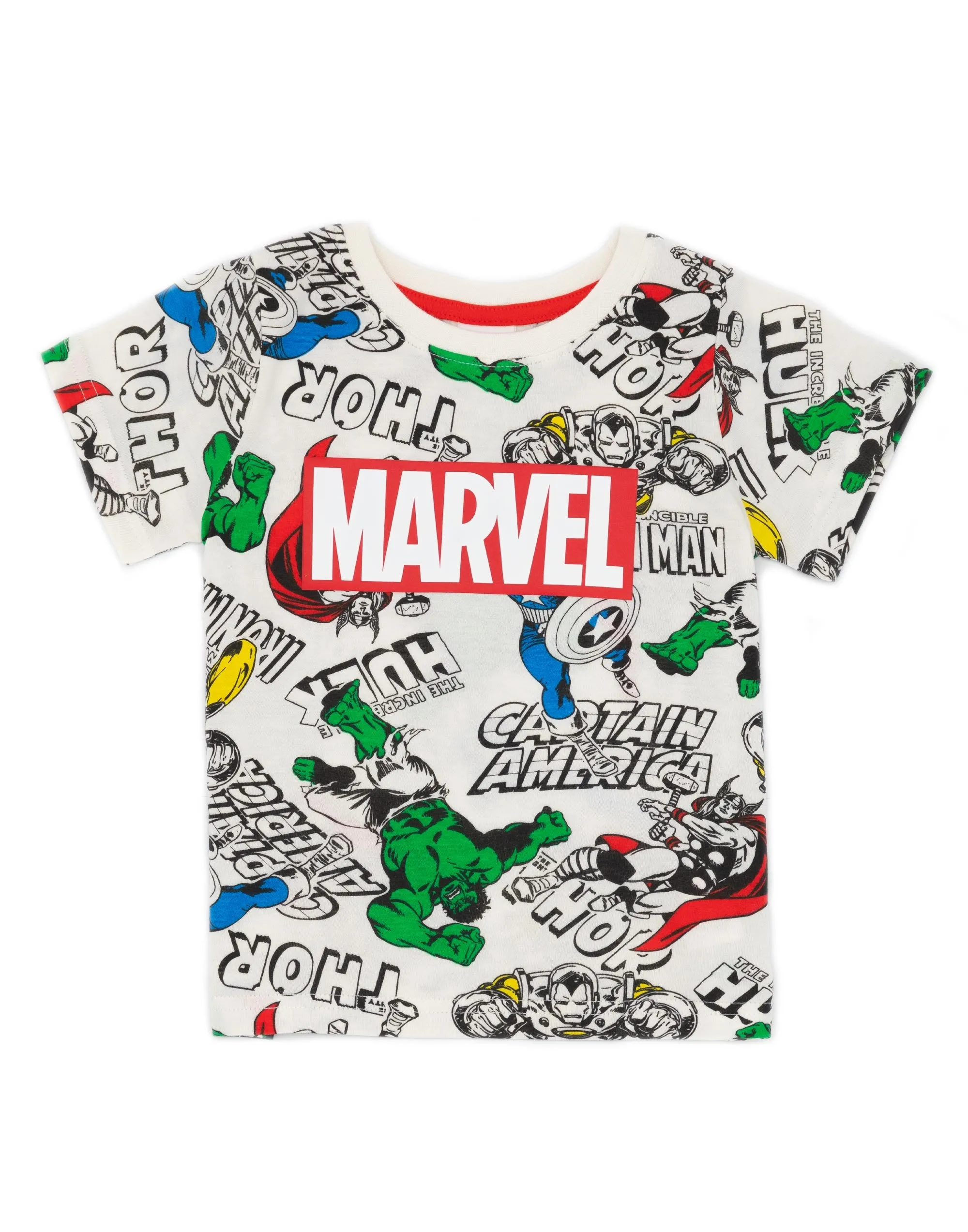Marvel Boys White Short Sleeve T-Shirt and Shorts Pyjamas