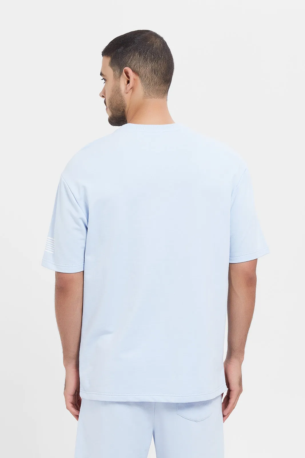 Men Blue Embroidered Lounge Shirt