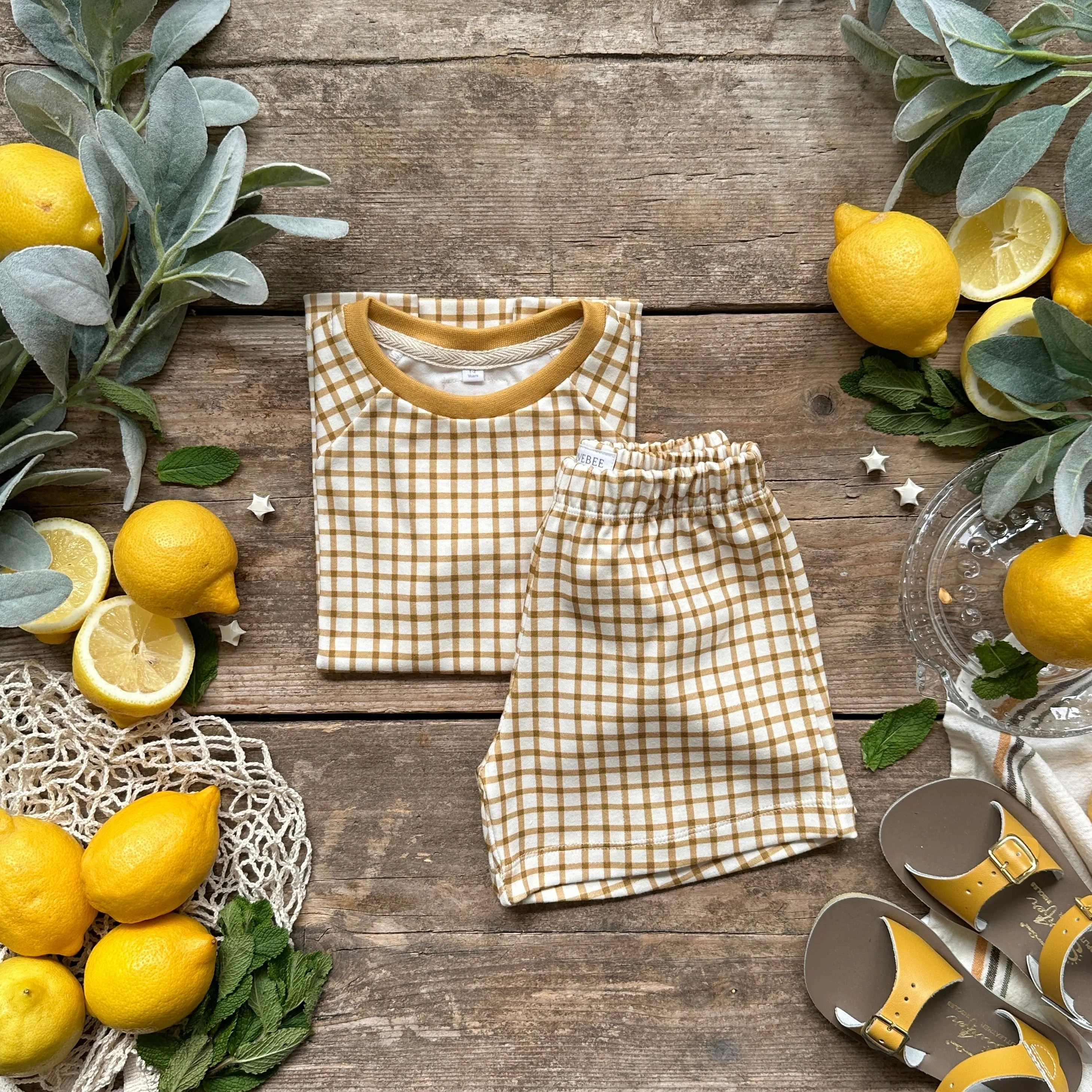 Mustard Gingham BeeJamas | Short