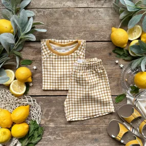 Mustard Gingham BeeJamas | Short