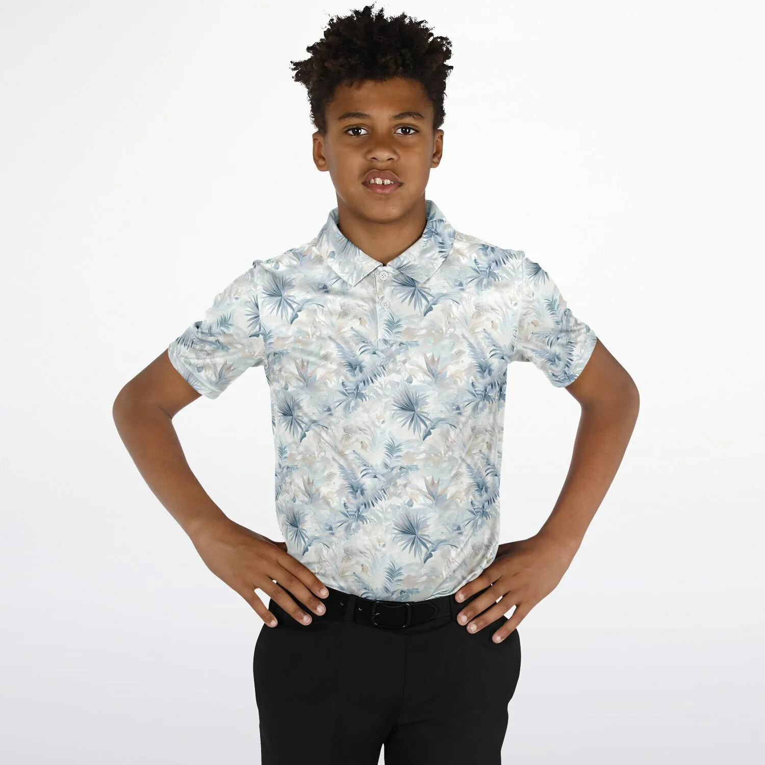 Neutral Tropic Toile- Youth Polo Shirt