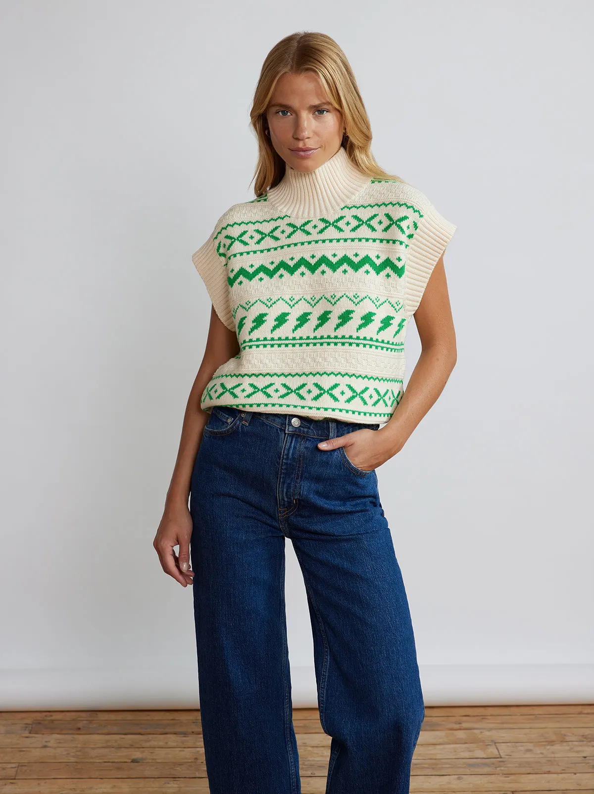 Olivia Green Lightening Knit Vest