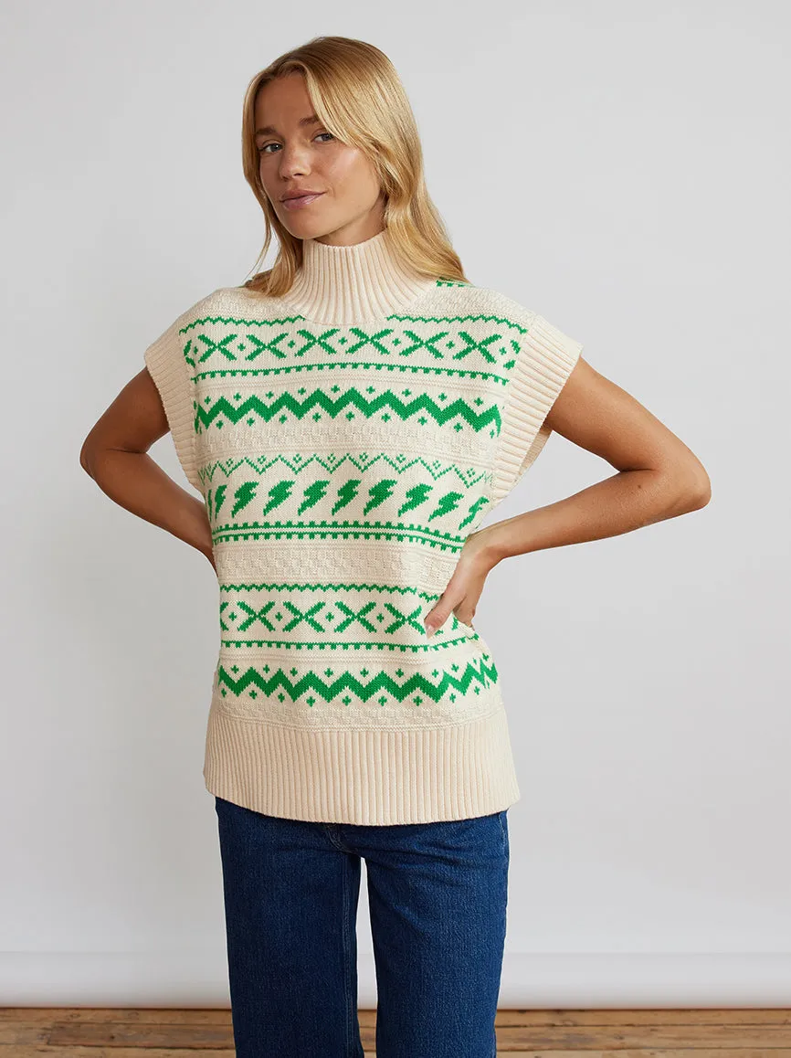 Olivia Green Lightening Knit Vest