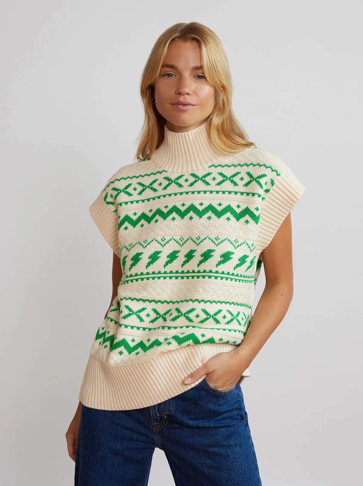 Olivia Green Lightening Knit Vest