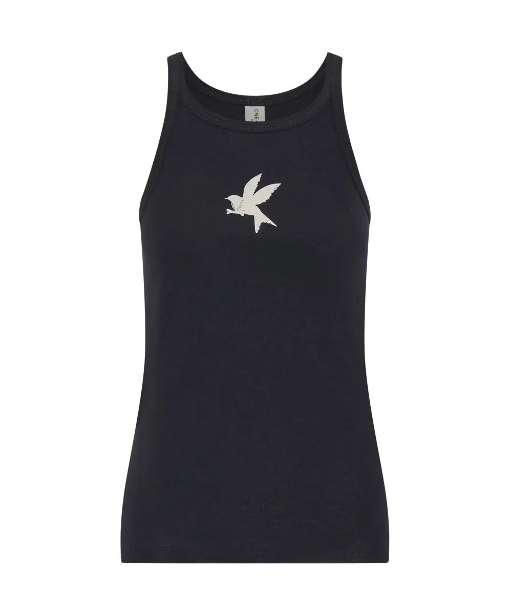 ONE TEASPOON BLACK FINE RIB SINGLET