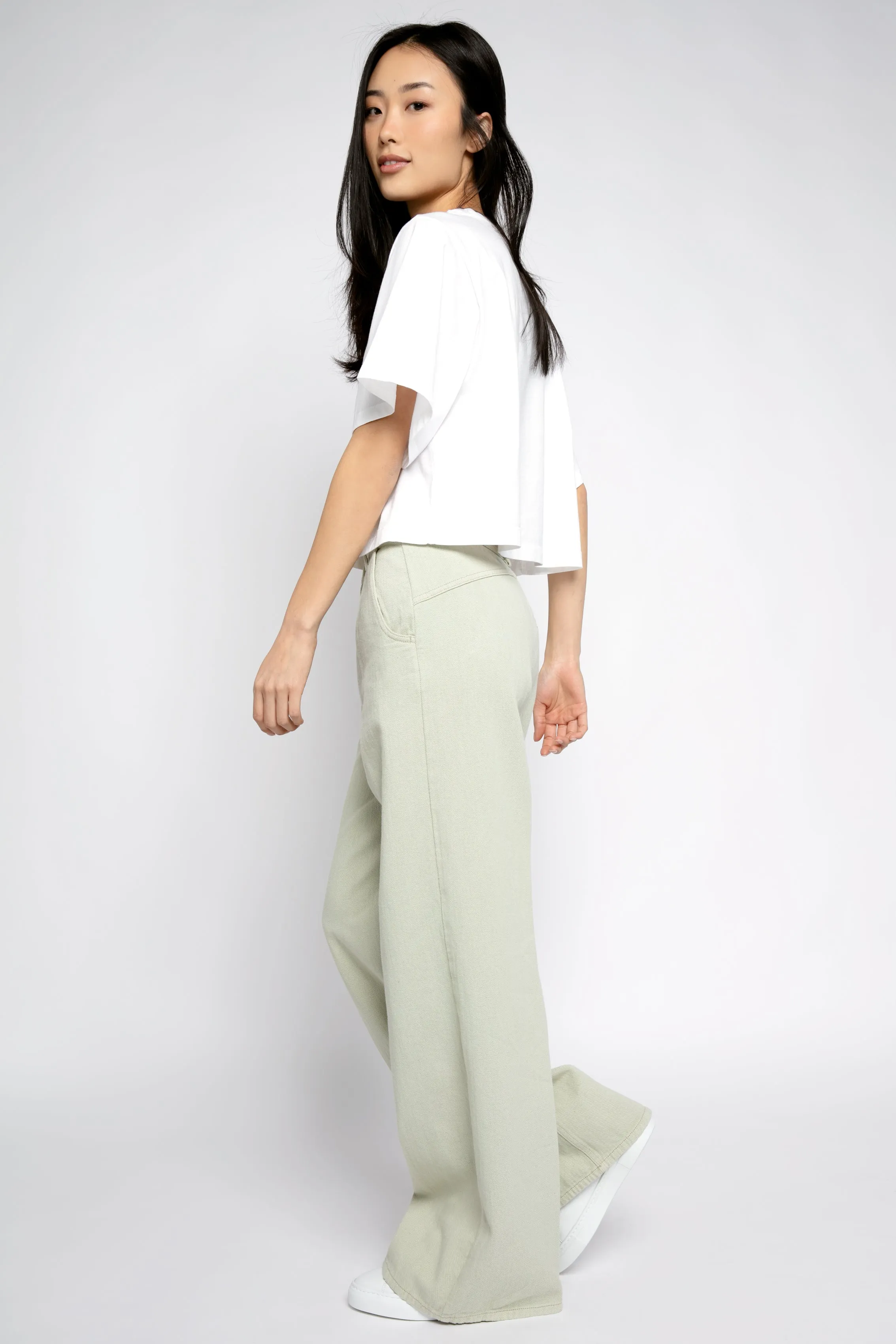 Oversized Cropped T-Shirt in Bianco
