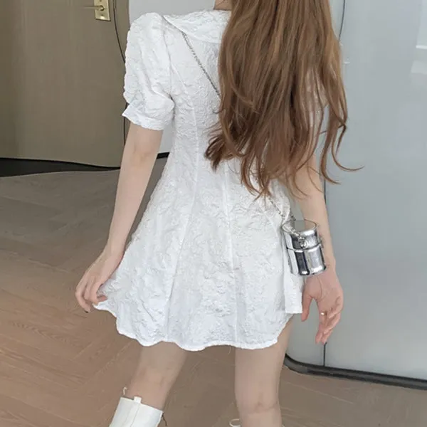 Pearl Collar Short-Sleeved Fitted Bodycon Dress