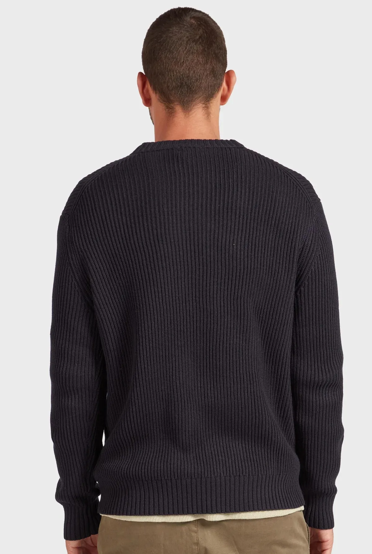 Rib Knit Crew in Navy