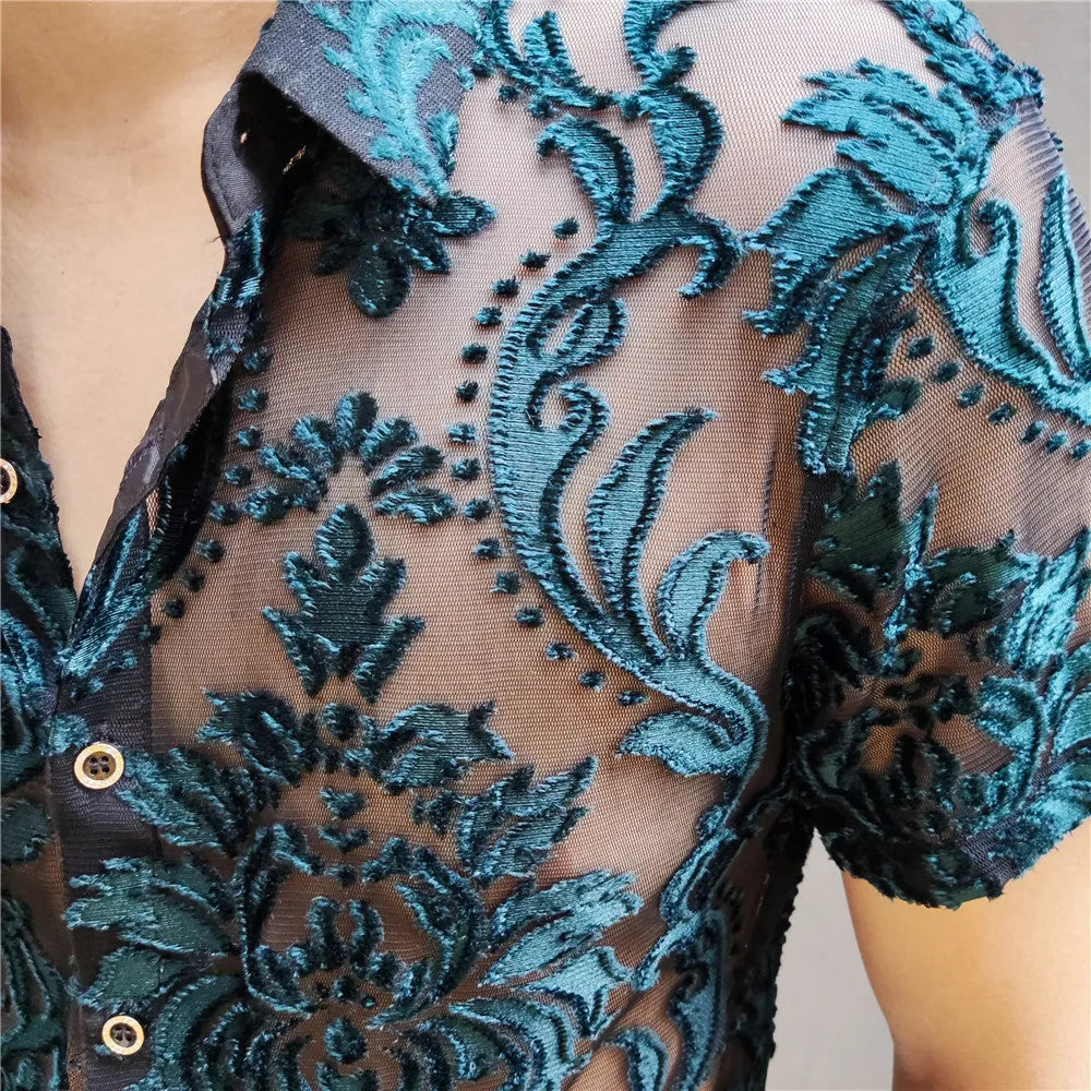 Sage Transparent Floral Shirt