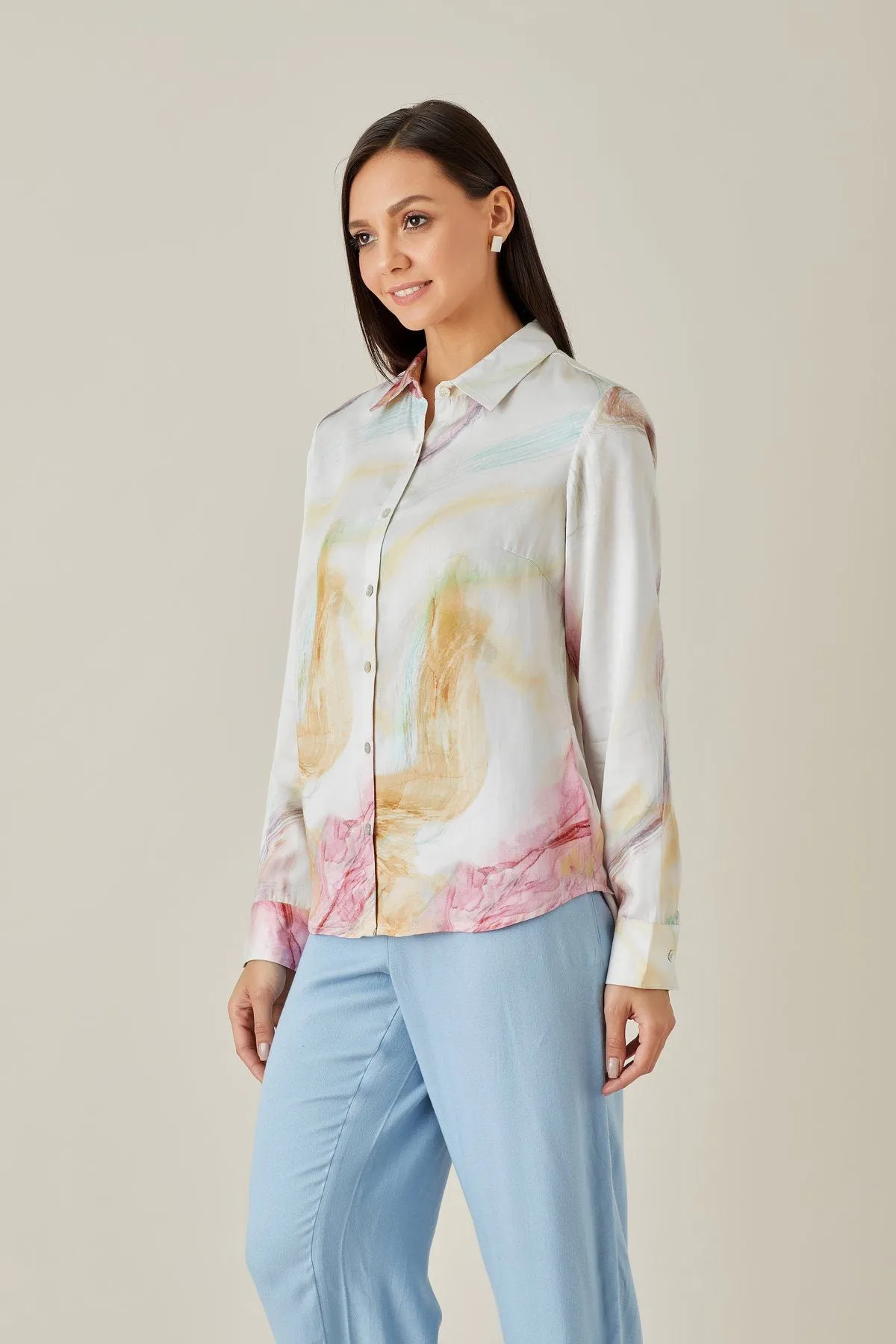 Satin Multicolor Women's  Shirt