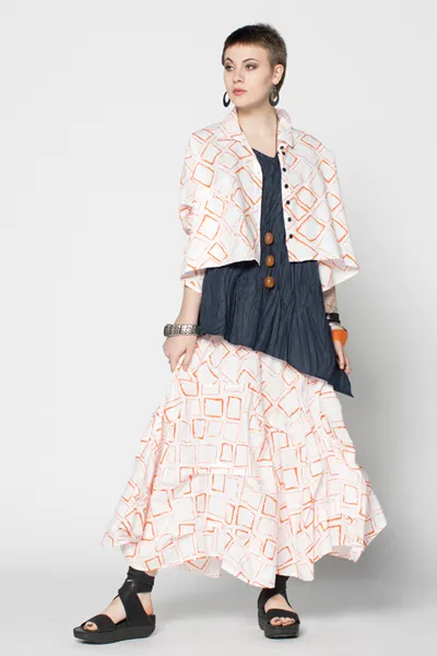 Selavie Shirt in Orange Carre Carnaby