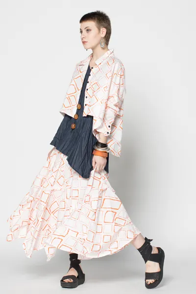 Selavie Shirt in Orange Carre Carnaby