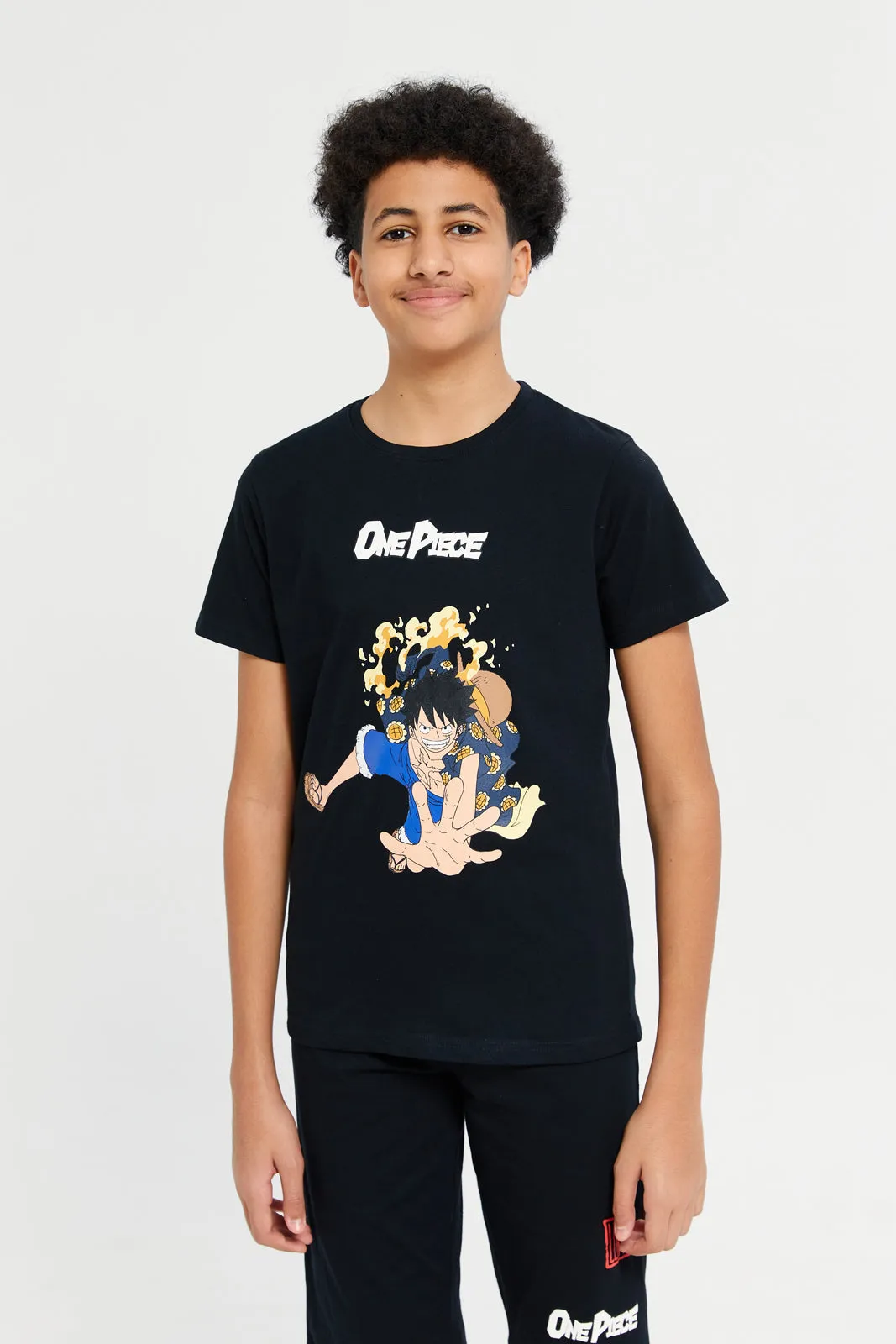 Senior Boys Black One Piece Pyjama Set (2 Piece)