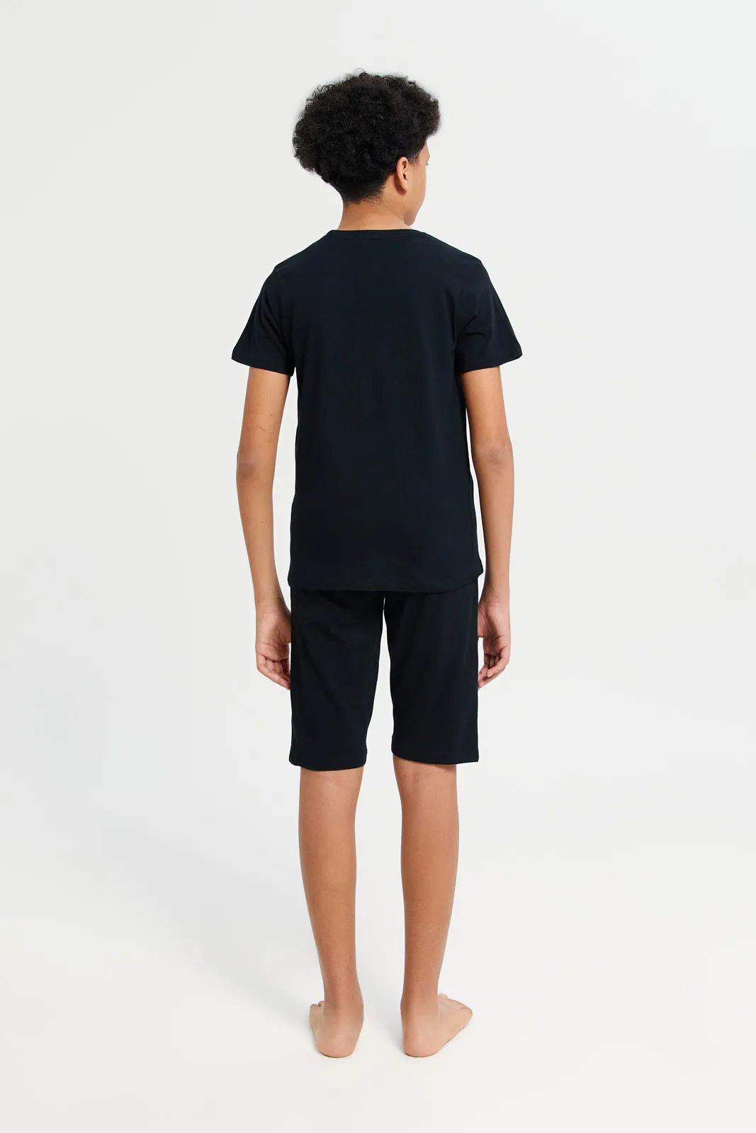 Senior Boys Black One Piece Pyjama Set (2 Piece)