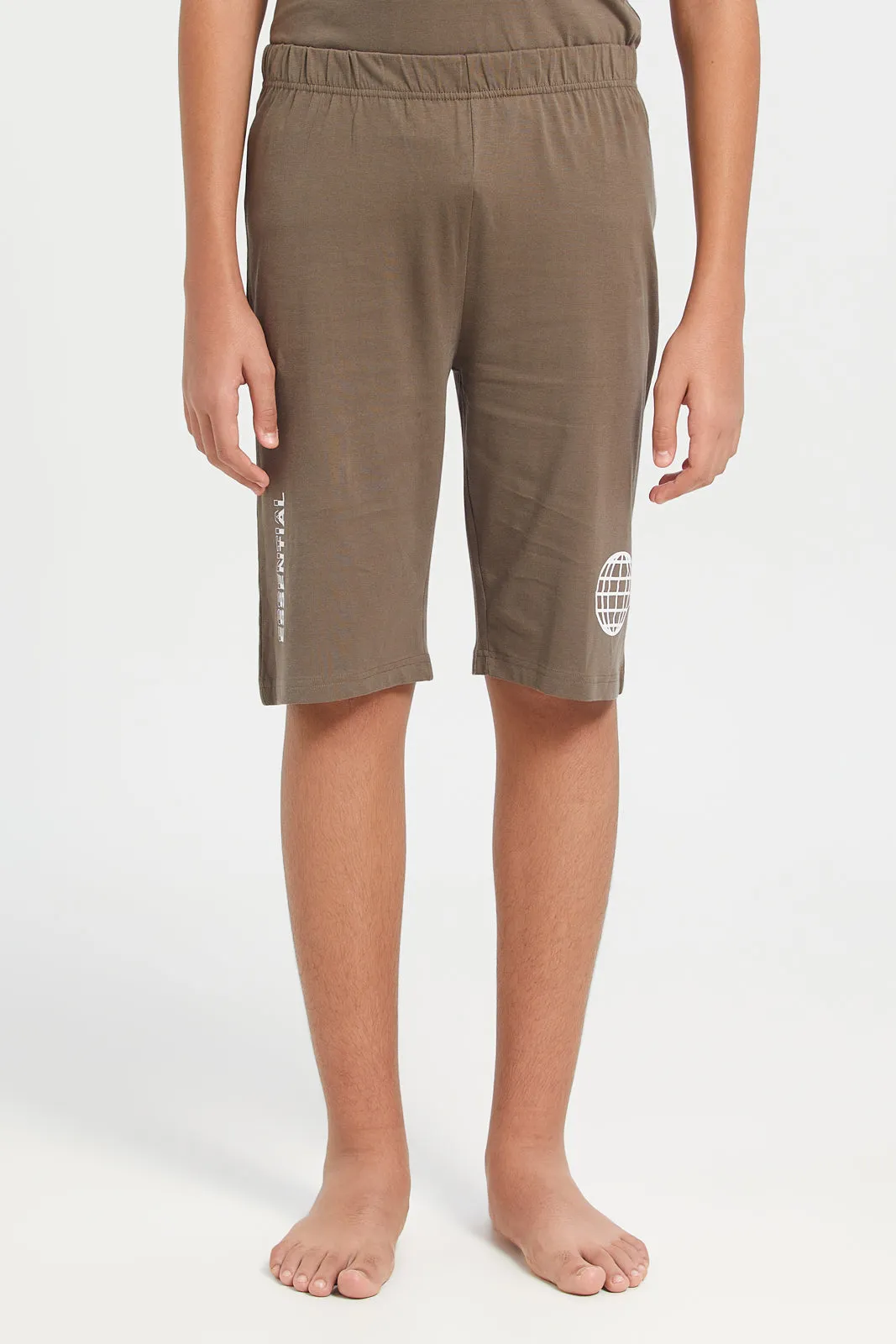 Senior Boys Brown Basic Pyjama Set (2 Piece)