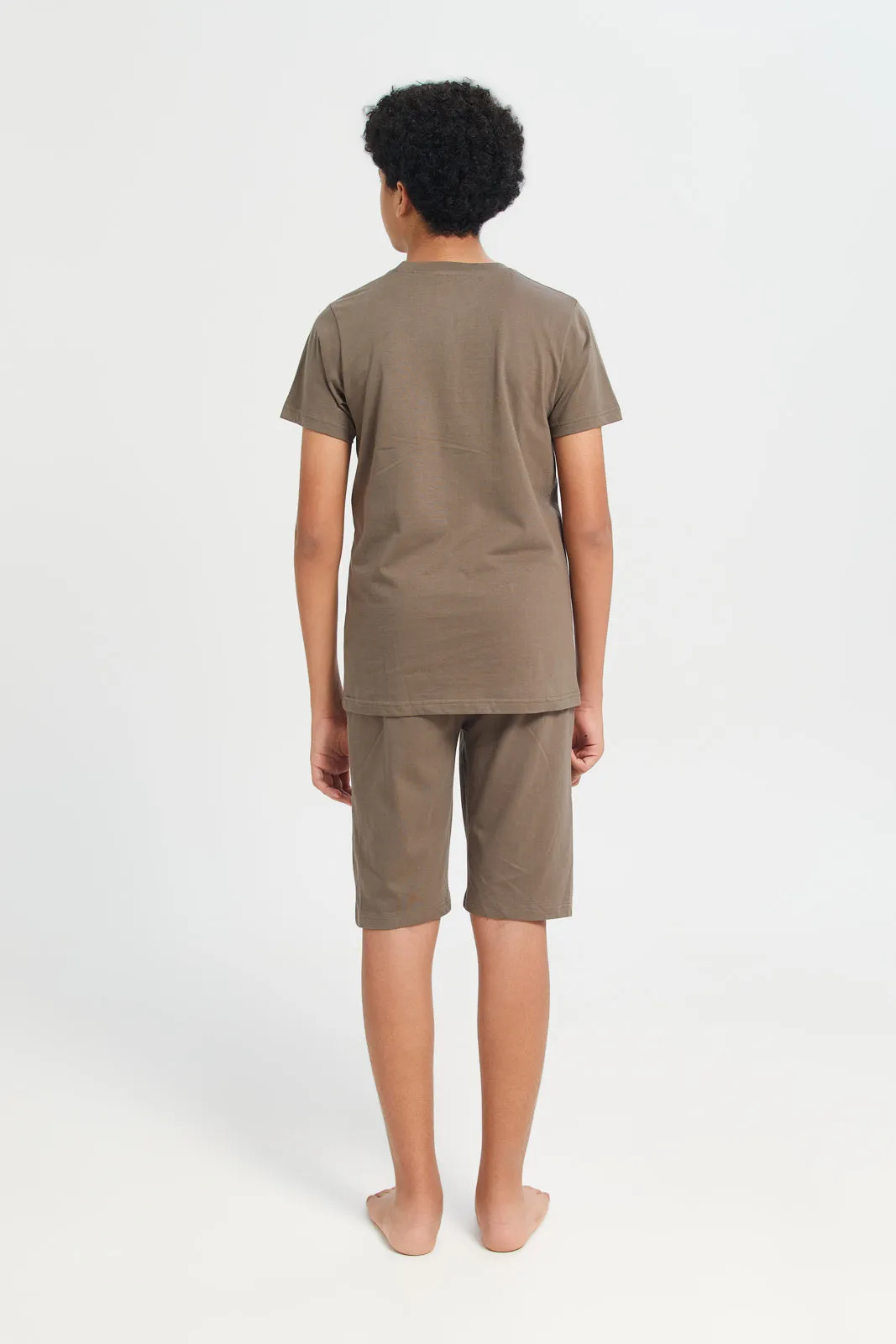 Senior Boys Brown Basic Pyjama Set (2 Piece)