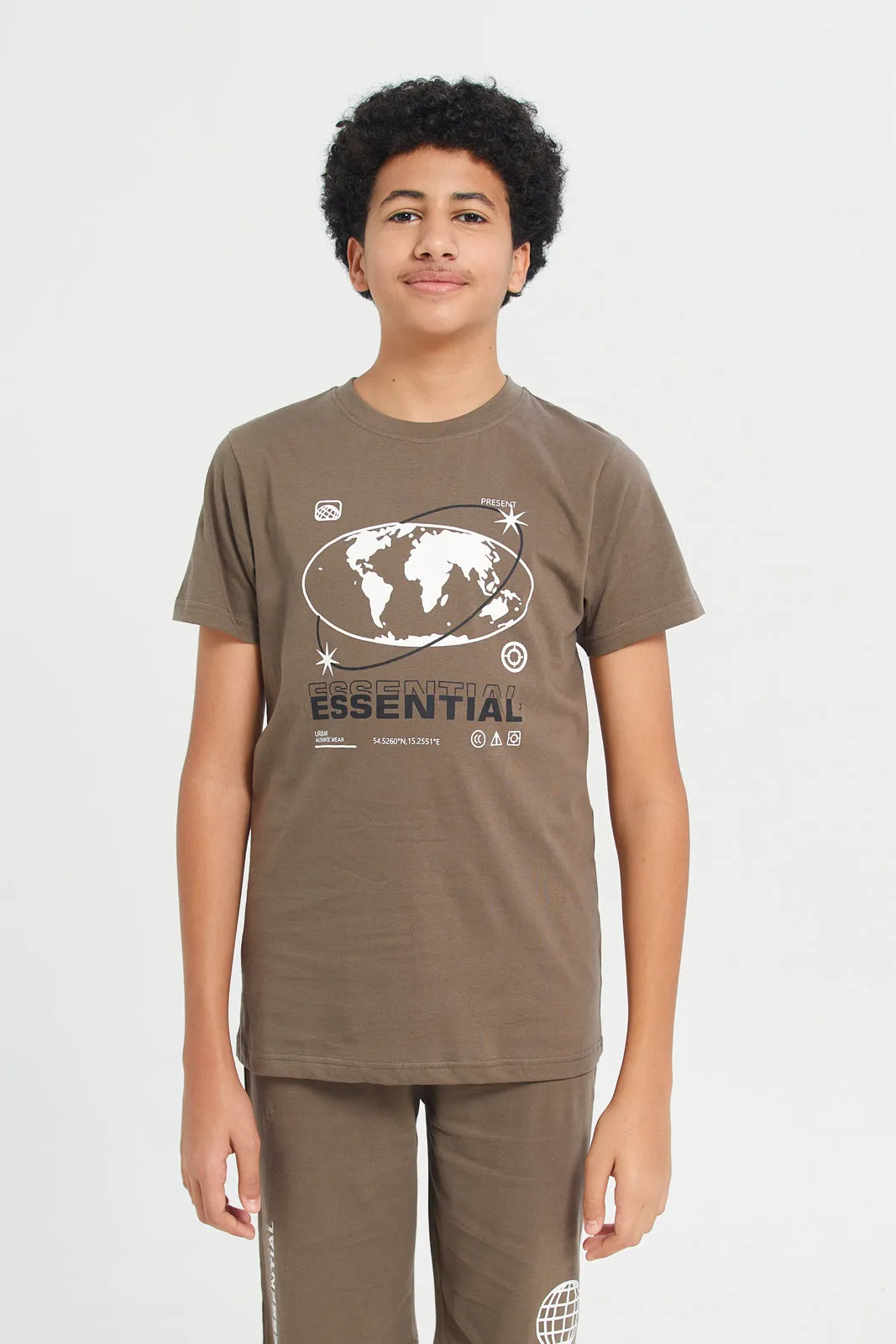 Senior Boys Brown Basic Pyjama Set (2 Piece)