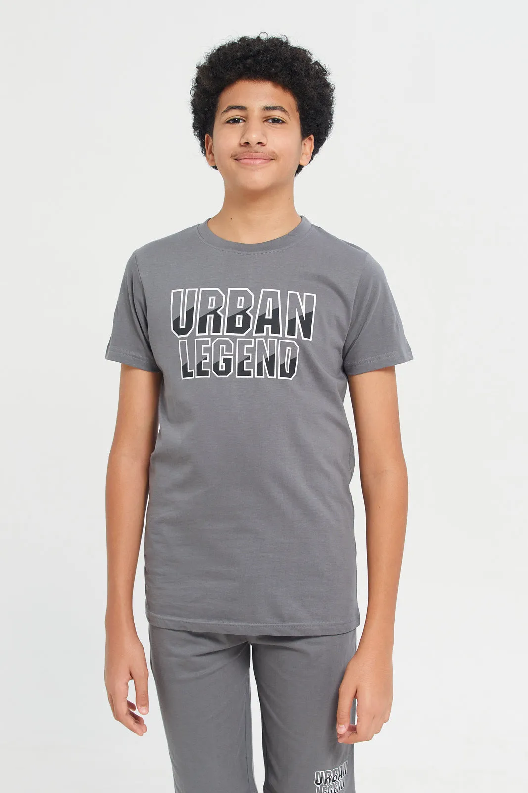 Senior Boys Grey Basic Pyjama Set (2 Piece)