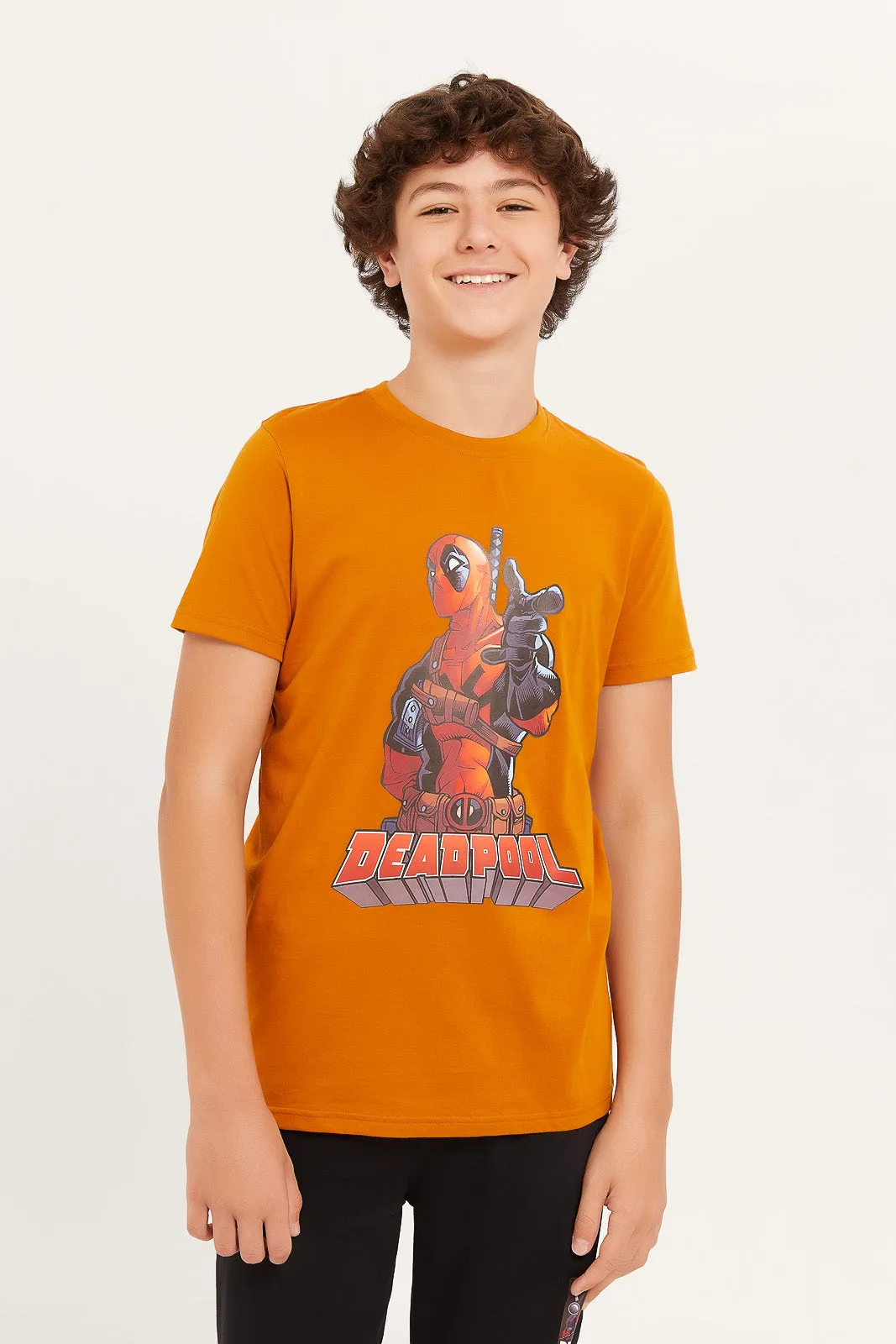Senior Boys Mustard Deadpool Nightsuit (2 Piece)