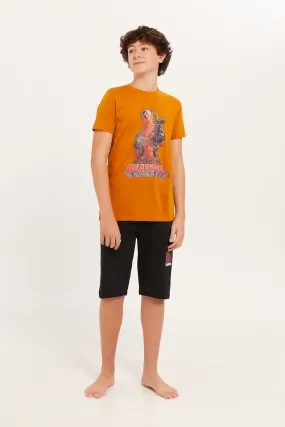 Senior Boys Mustard Deadpool Nightsuit (2 Piece)