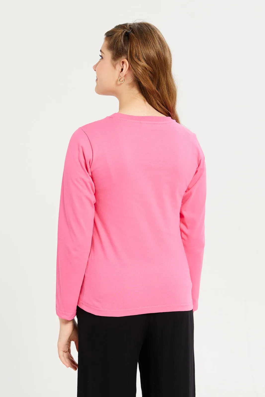 Senior Girls Pink Ice Cream Print T-Shirt