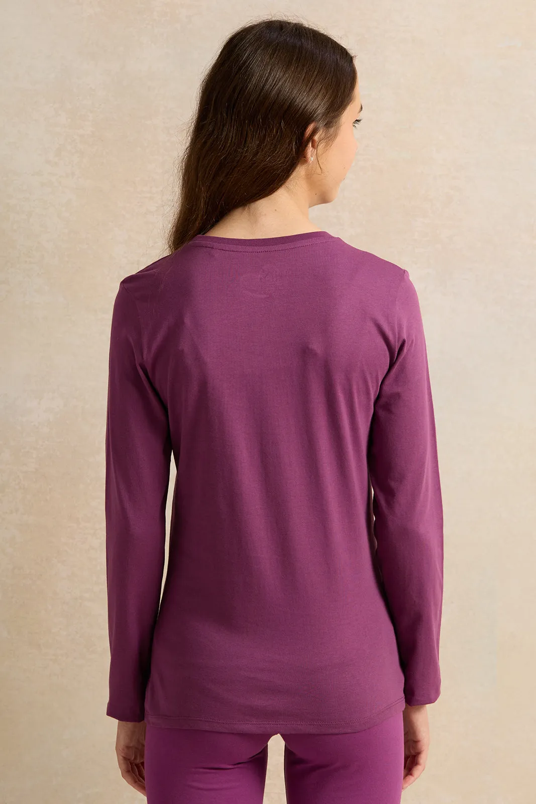 Senior Girls Purple Floral Print T-Shirt
