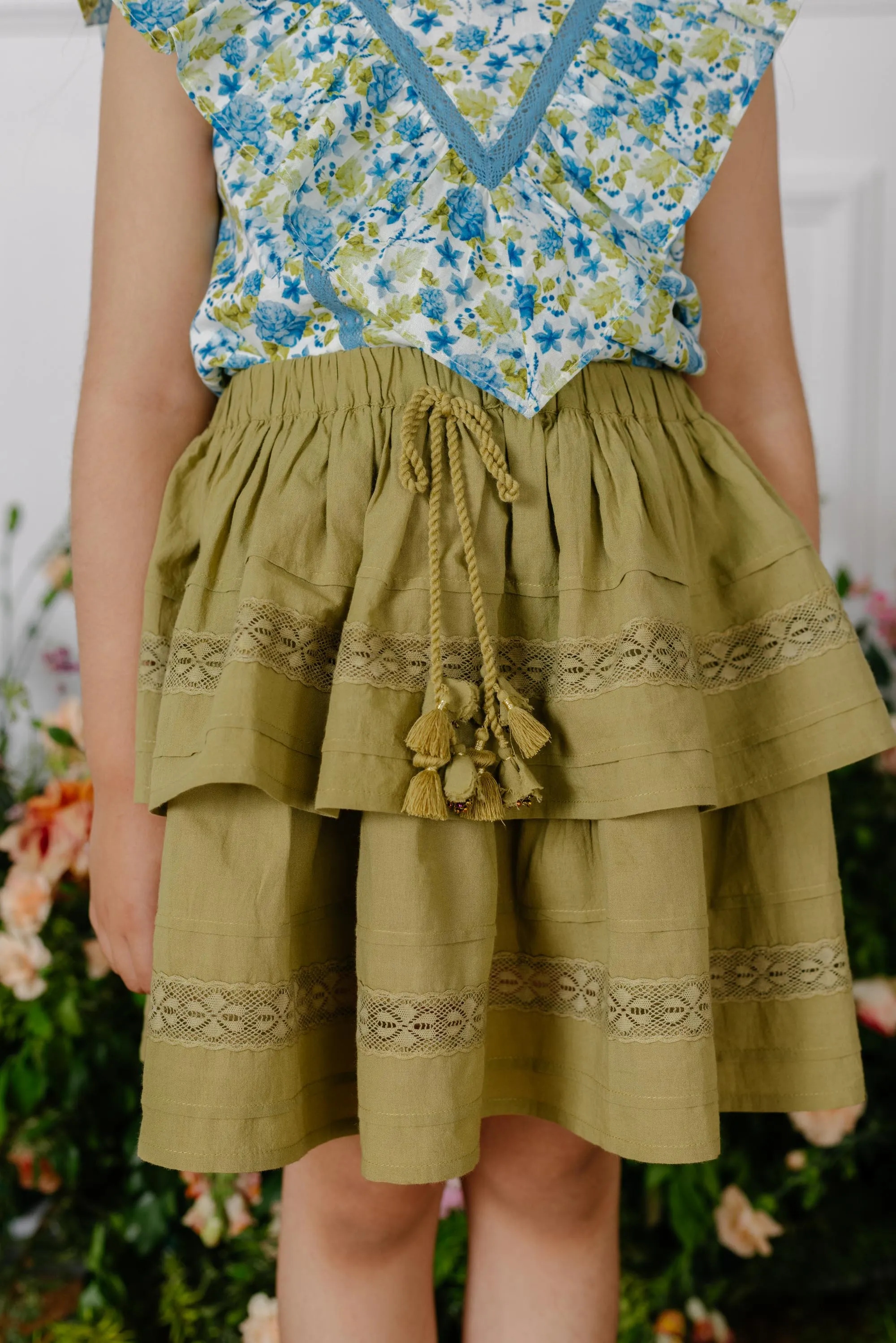 Set of Esme Girls Top and Camila Skirt - Blue/Green