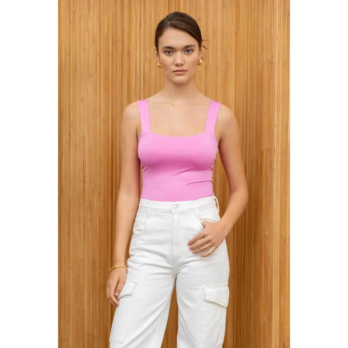 Solid Square Neck Tank Top