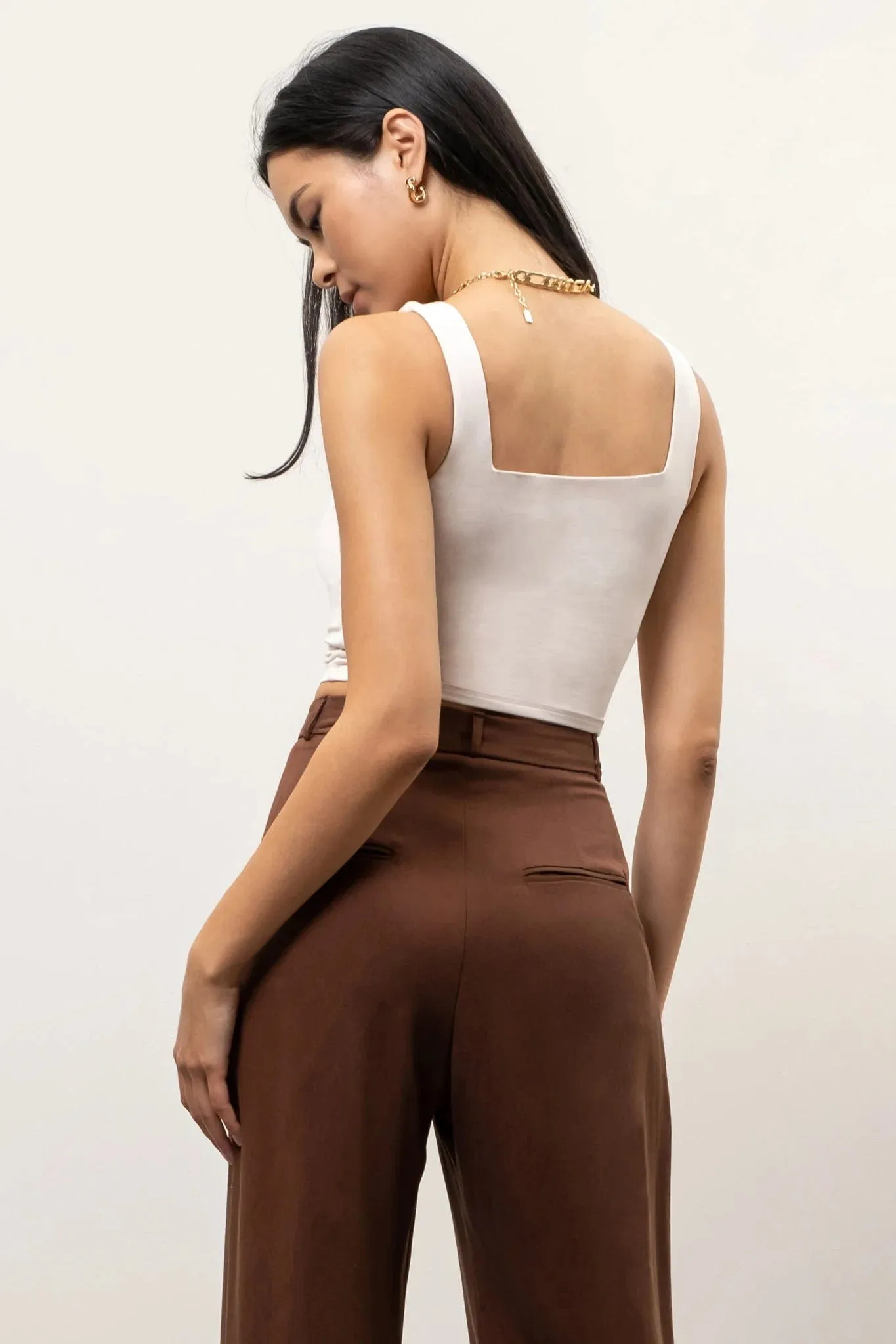 Solid Square Neck Tank Top