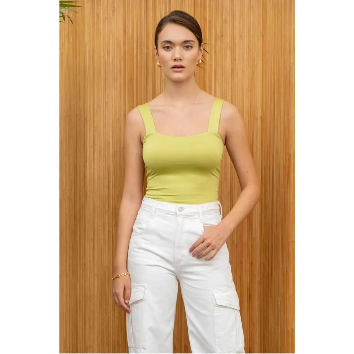 Solid Square Neck Tank Top