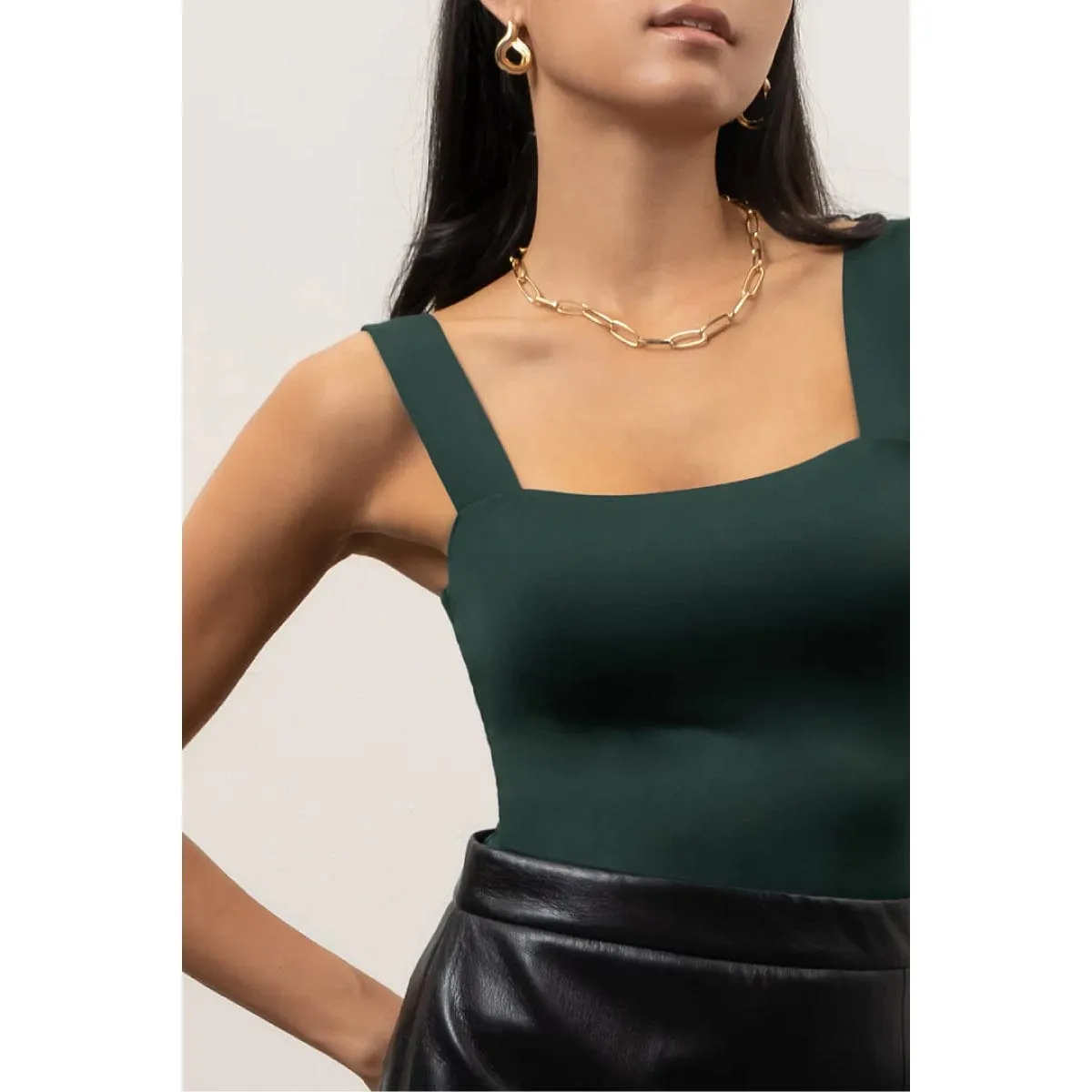 Solid Square Neck Tank Top
