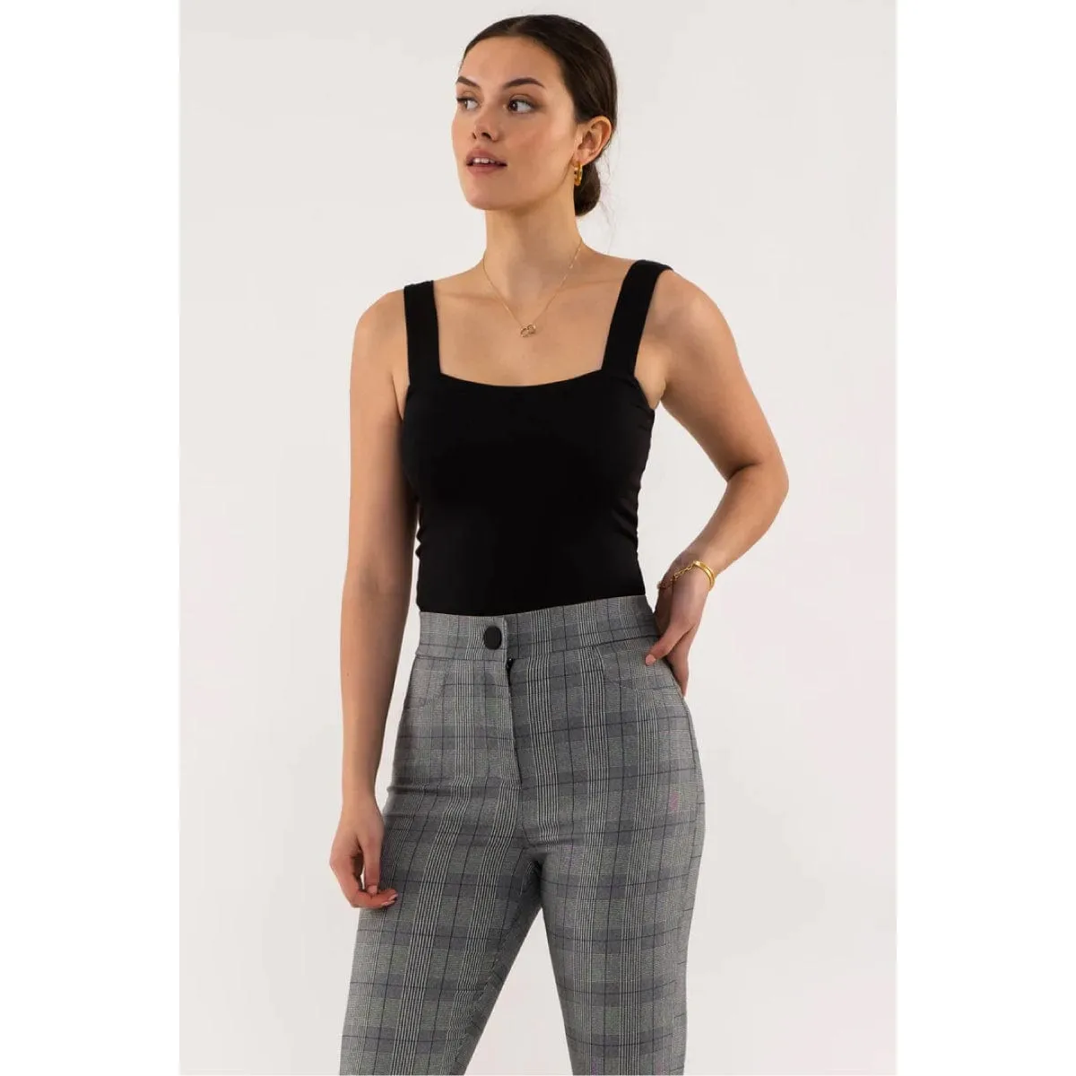 Solid Square Neck Tank Top