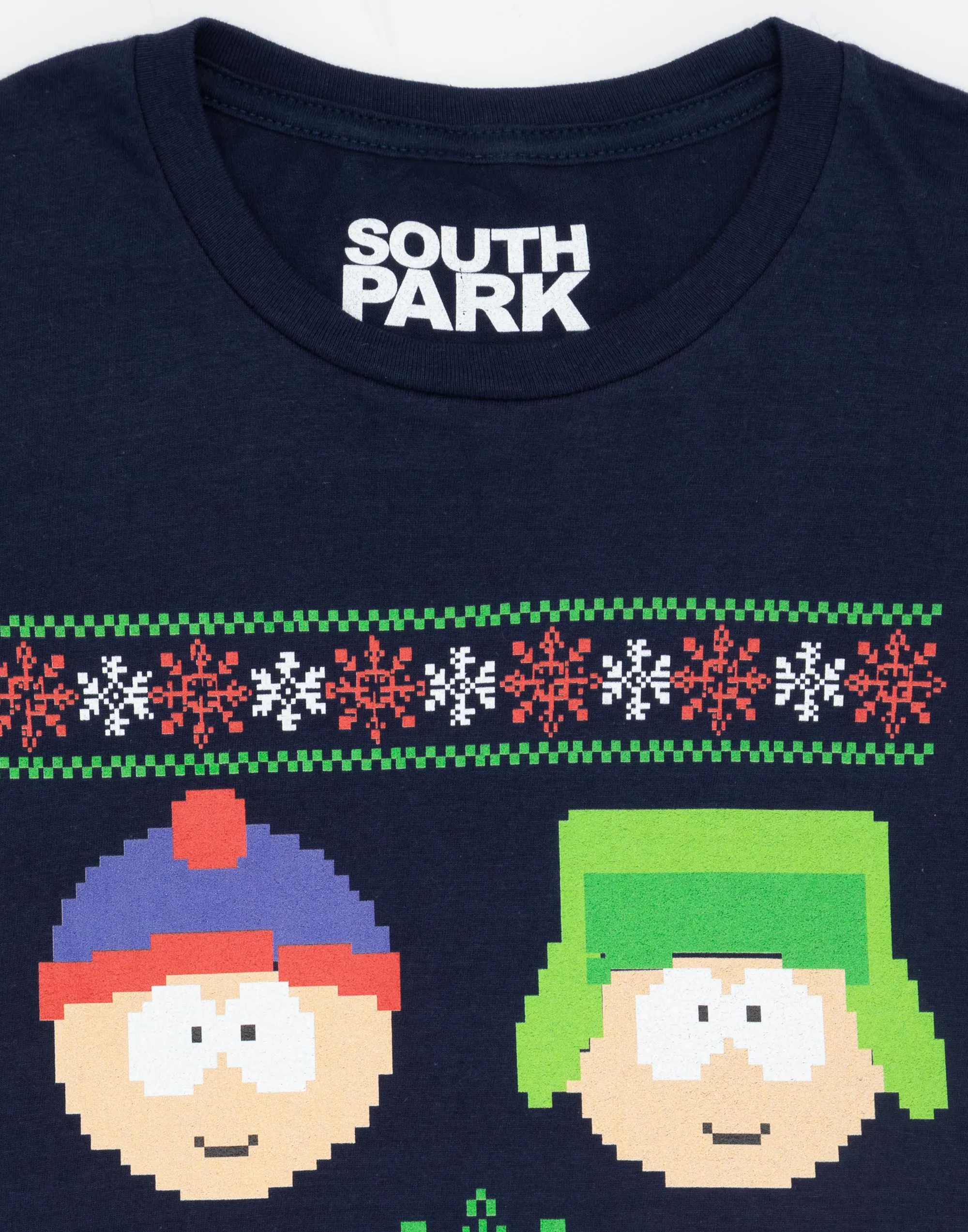 South Park Fairisle Christmas Mens Navy T-Shirt