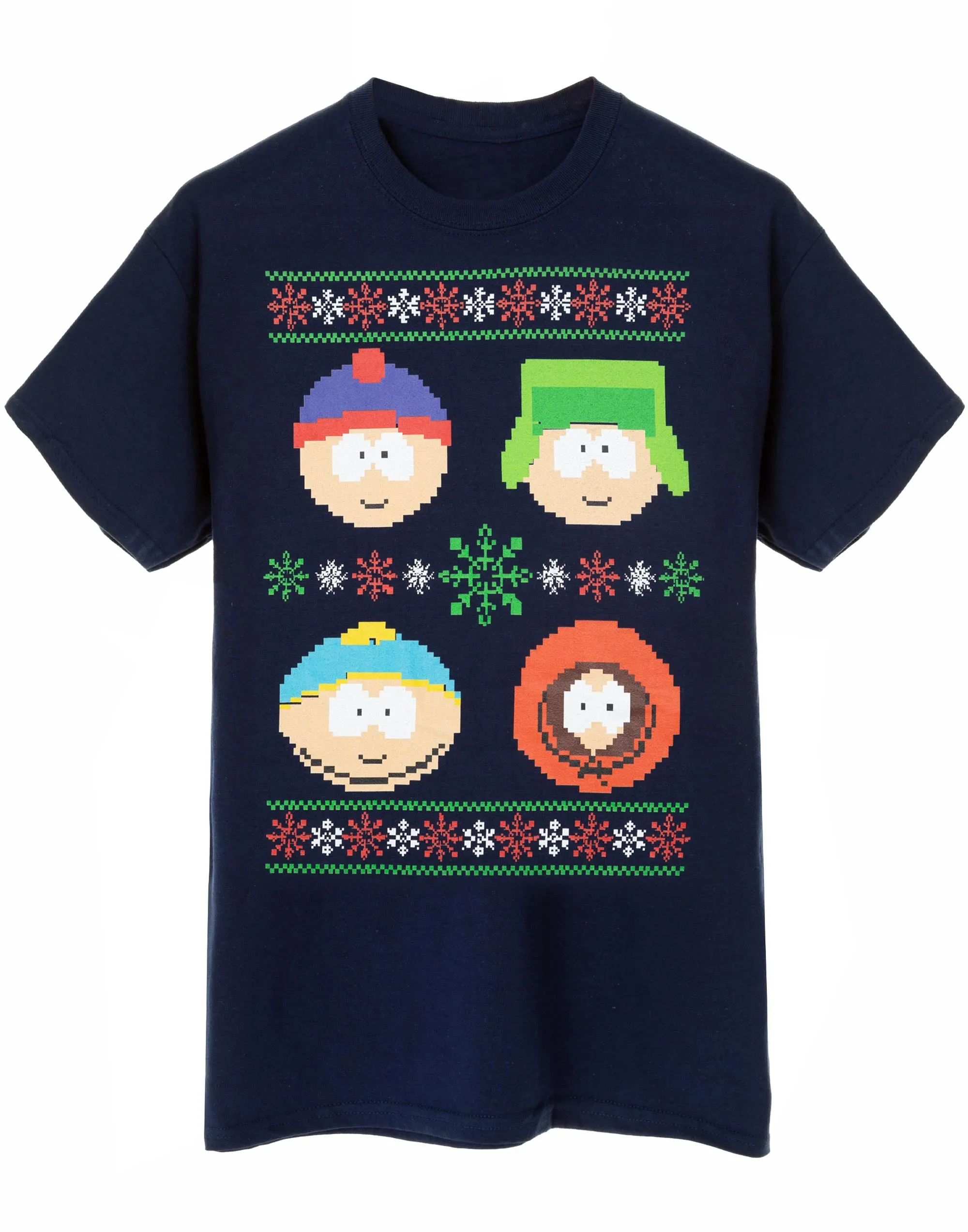 South Park Fairisle Christmas Mens Navy T-Shirt