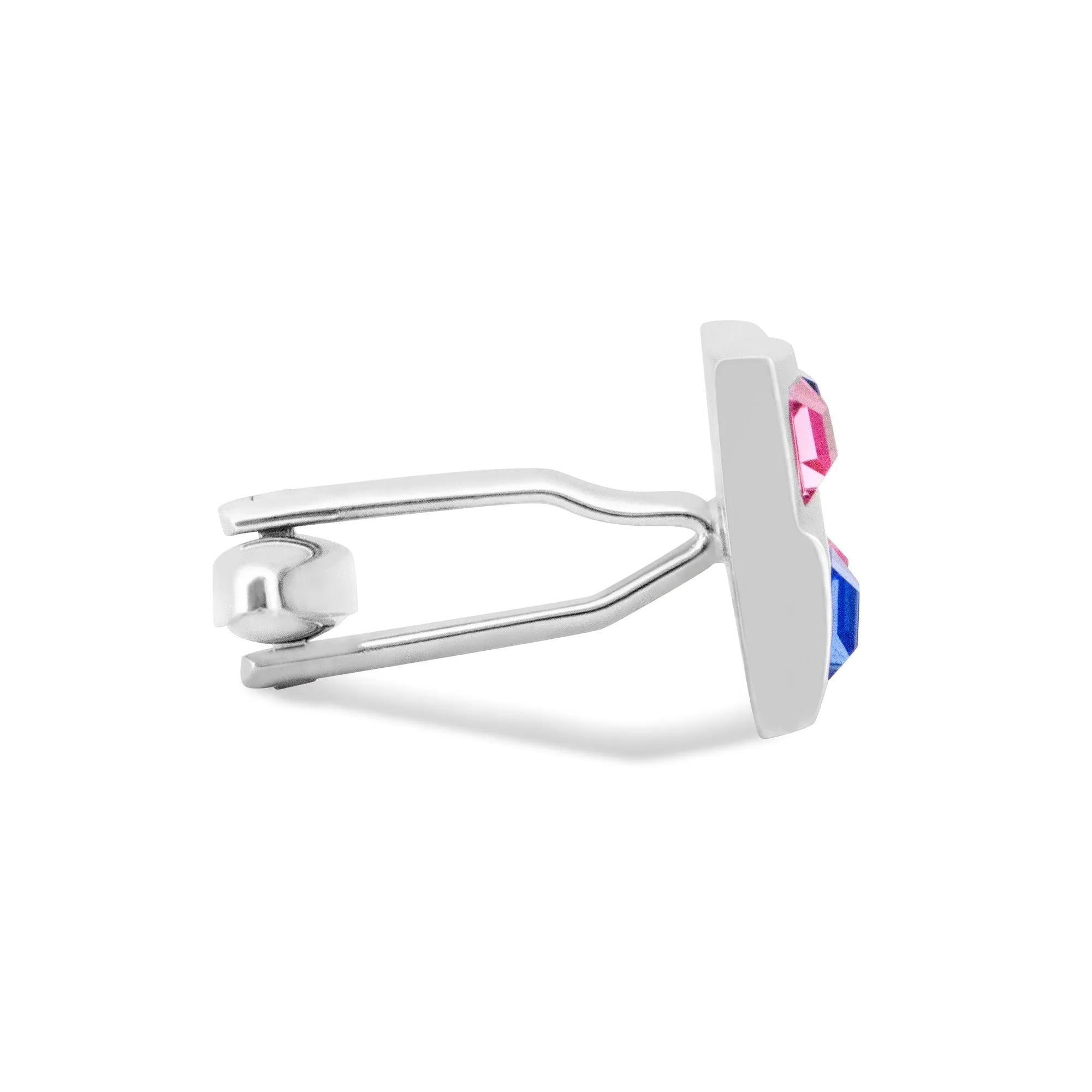 Square Window Blue and Pink Crystals Cufflinks A13