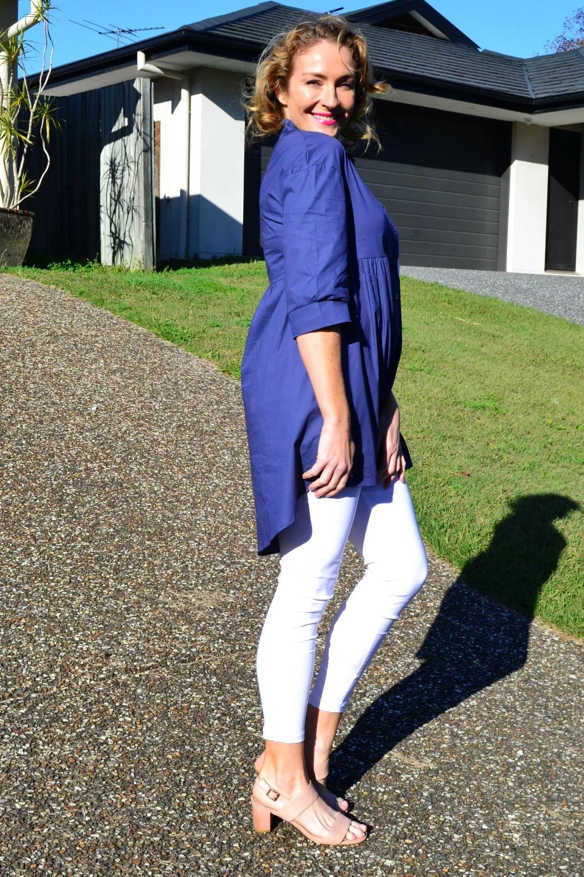 Steel Blue Trendsetting Tunic Shirt