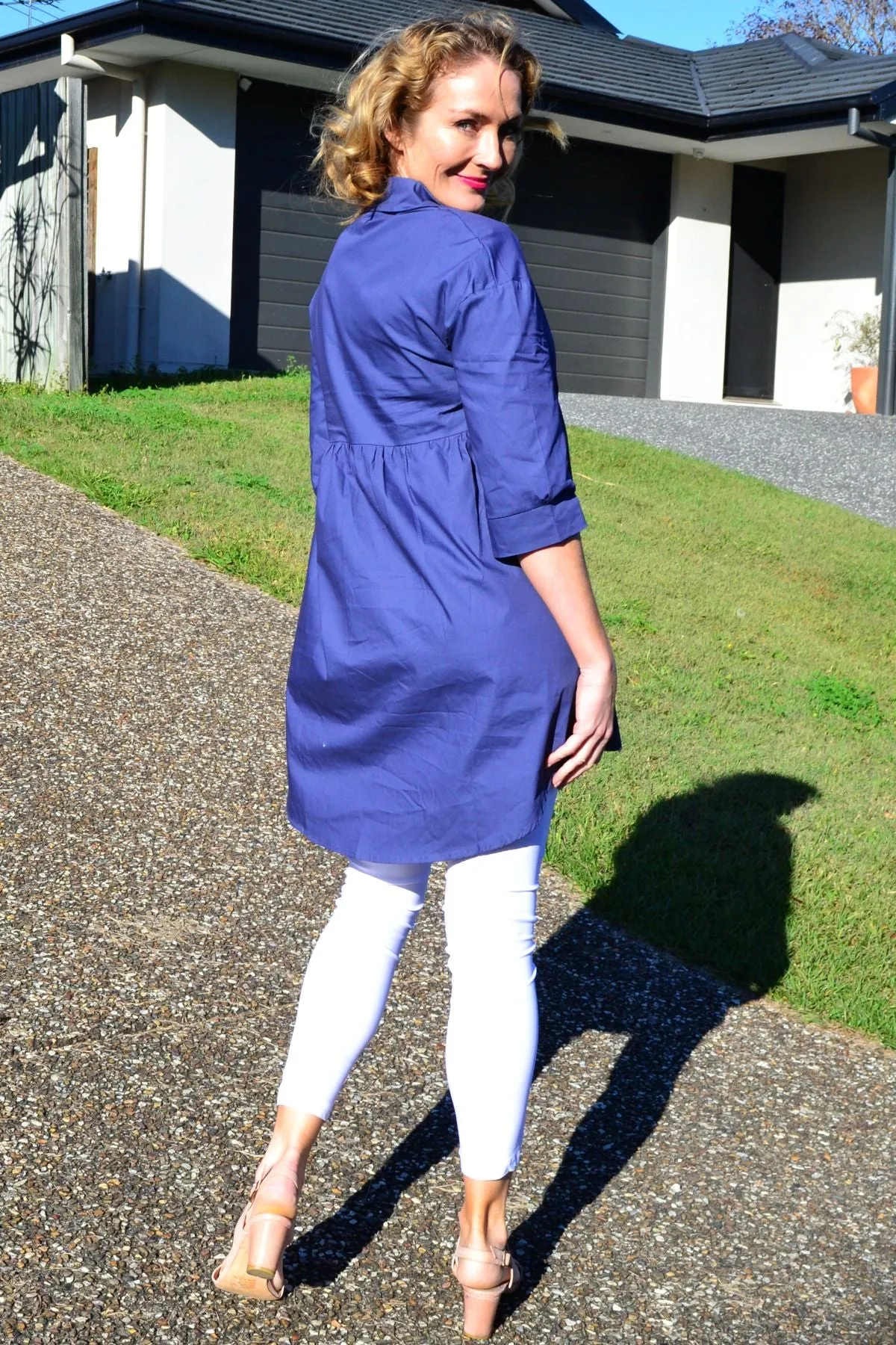 Steel Blue Trendsetting Tunic Shirt