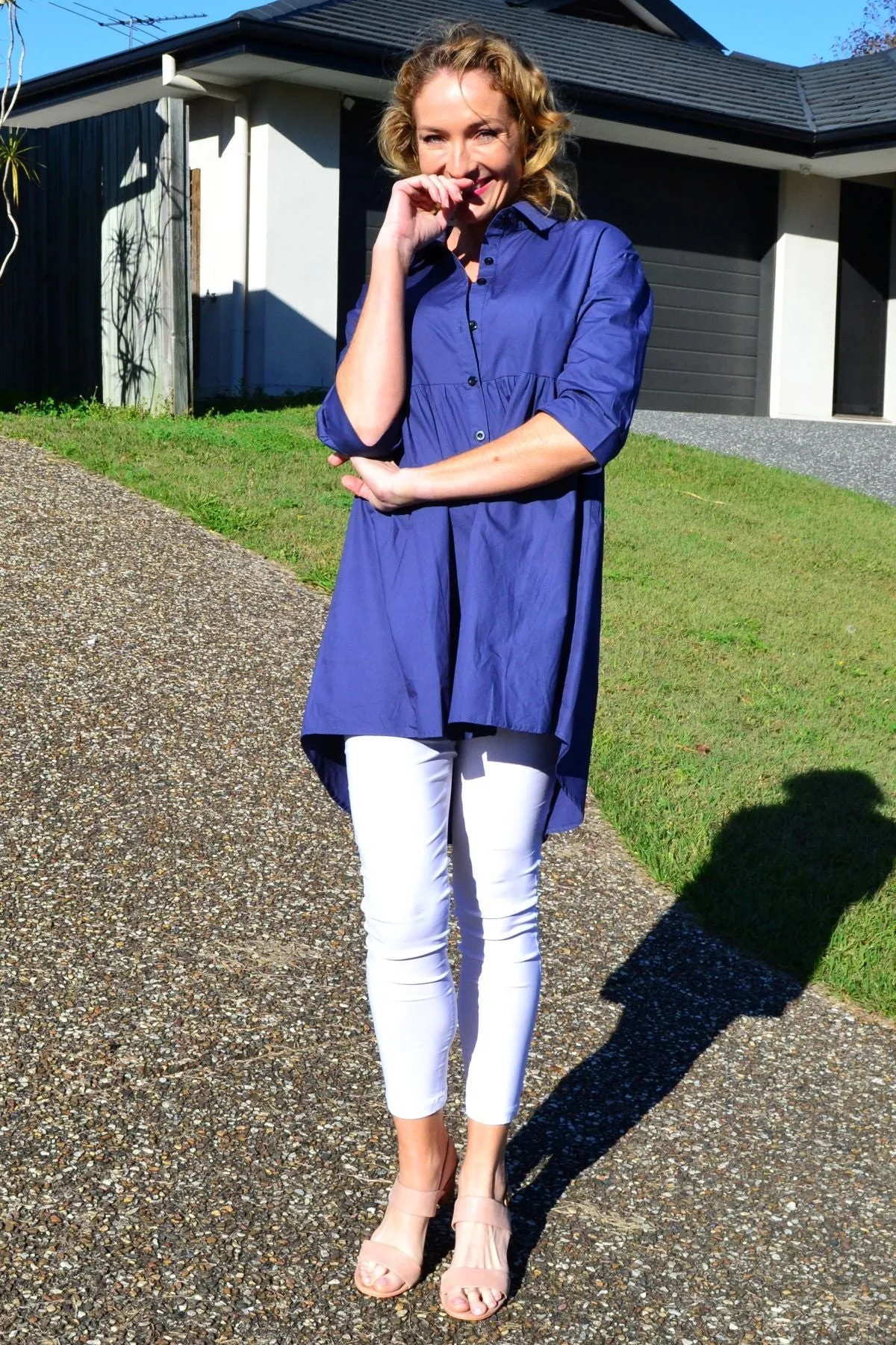Steel Blue Trendsetting Tunic Shirt