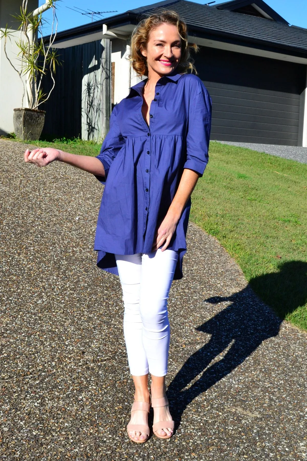 Steel Blue Trendsetting Tunic Shirt