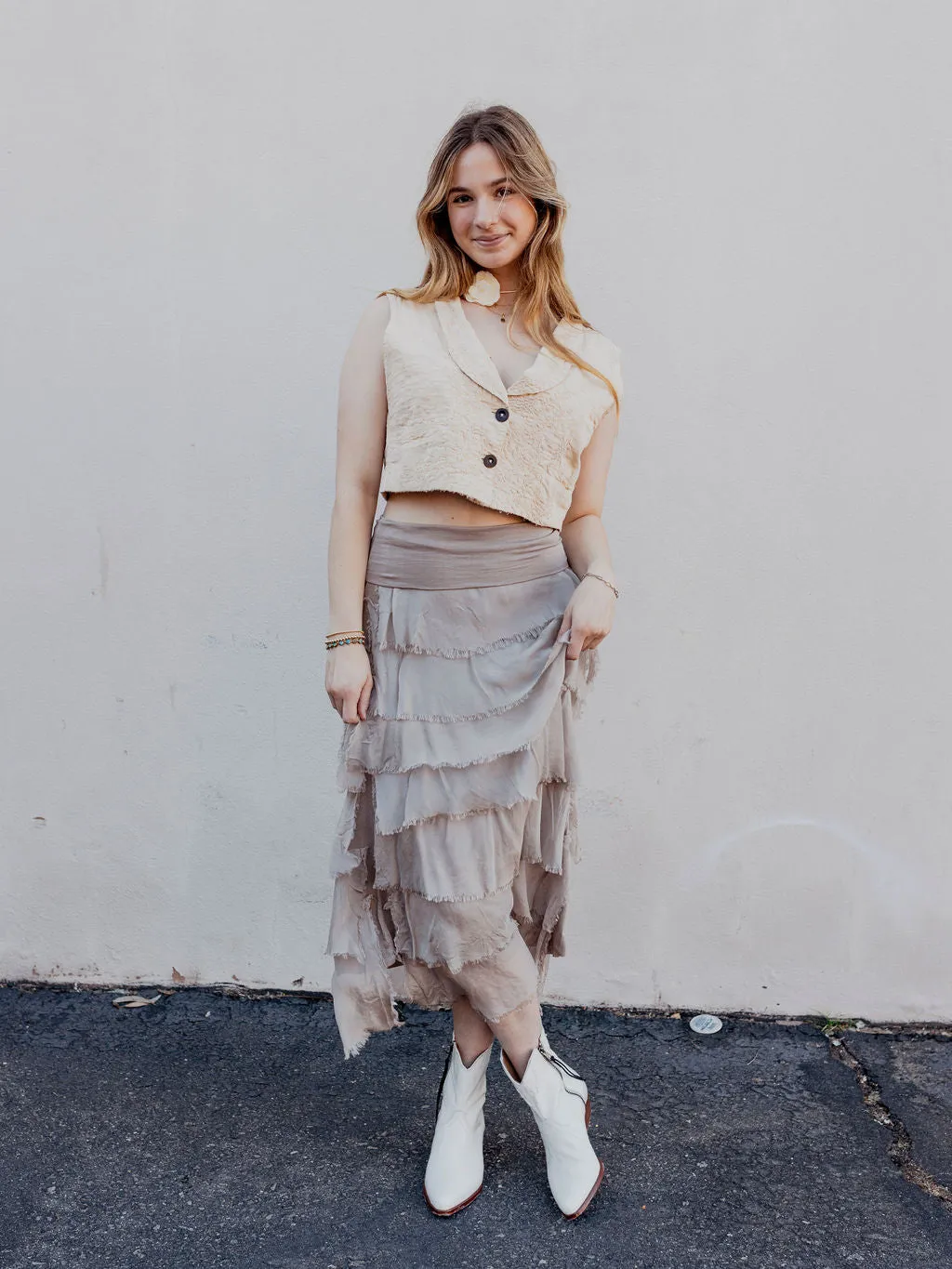 Twilight Layered Silk Skirt by 75
