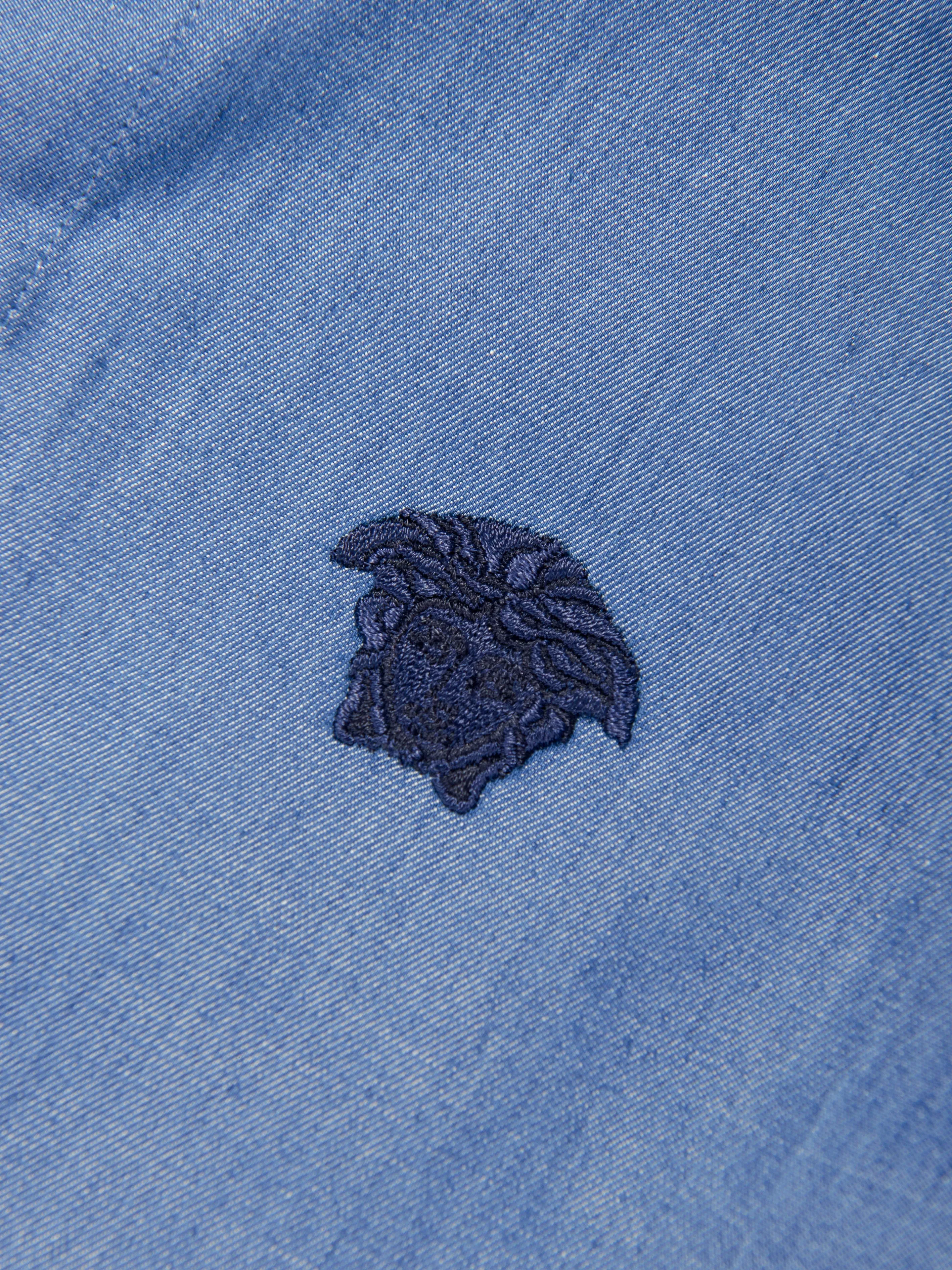 Versace Boys Short Sleeve Chambray Shirt in Blue